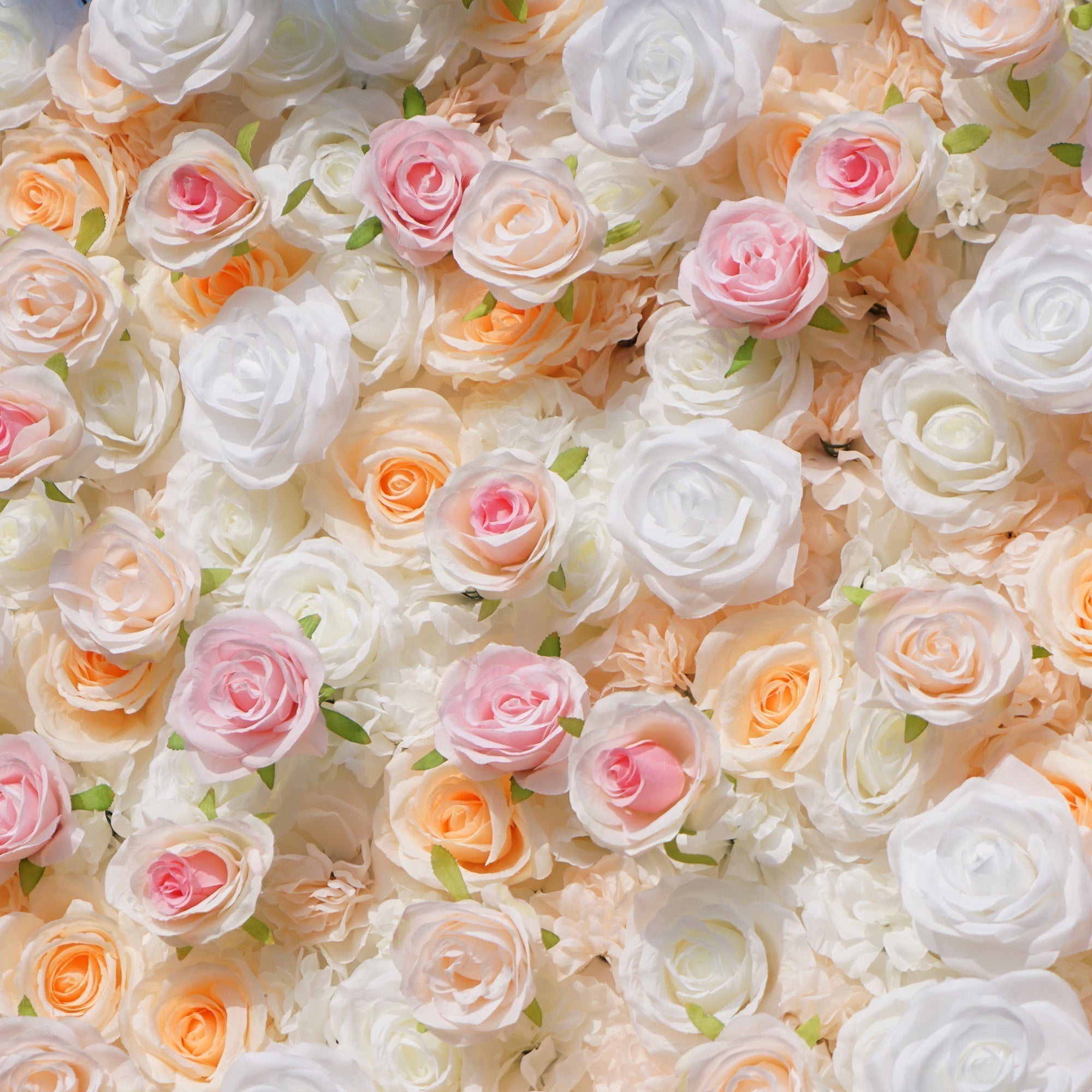 Artificial Floral Backdrop with Mixed Peach Pink and White Roses - Perfect for Garden Weddings and Outdoor Events and Photography | VF-823