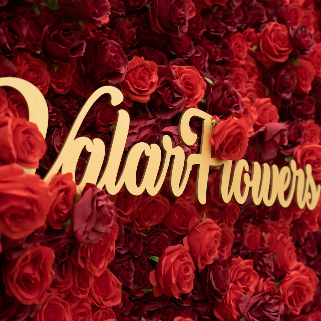 Roll Up Fabric Artificial Flower Wall Crimson Coronation: A Regal Array of Red Roses Radiating Romance and Reverence | VF-172