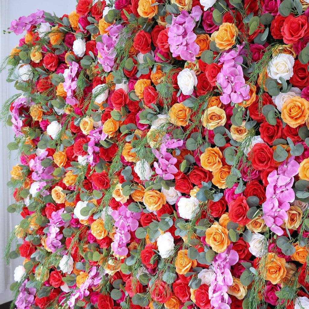 Fiery Color Burst Floral Extravaganza Wall: A Bold. Lively Masterpiece for Energetic Celebrations | VF-546