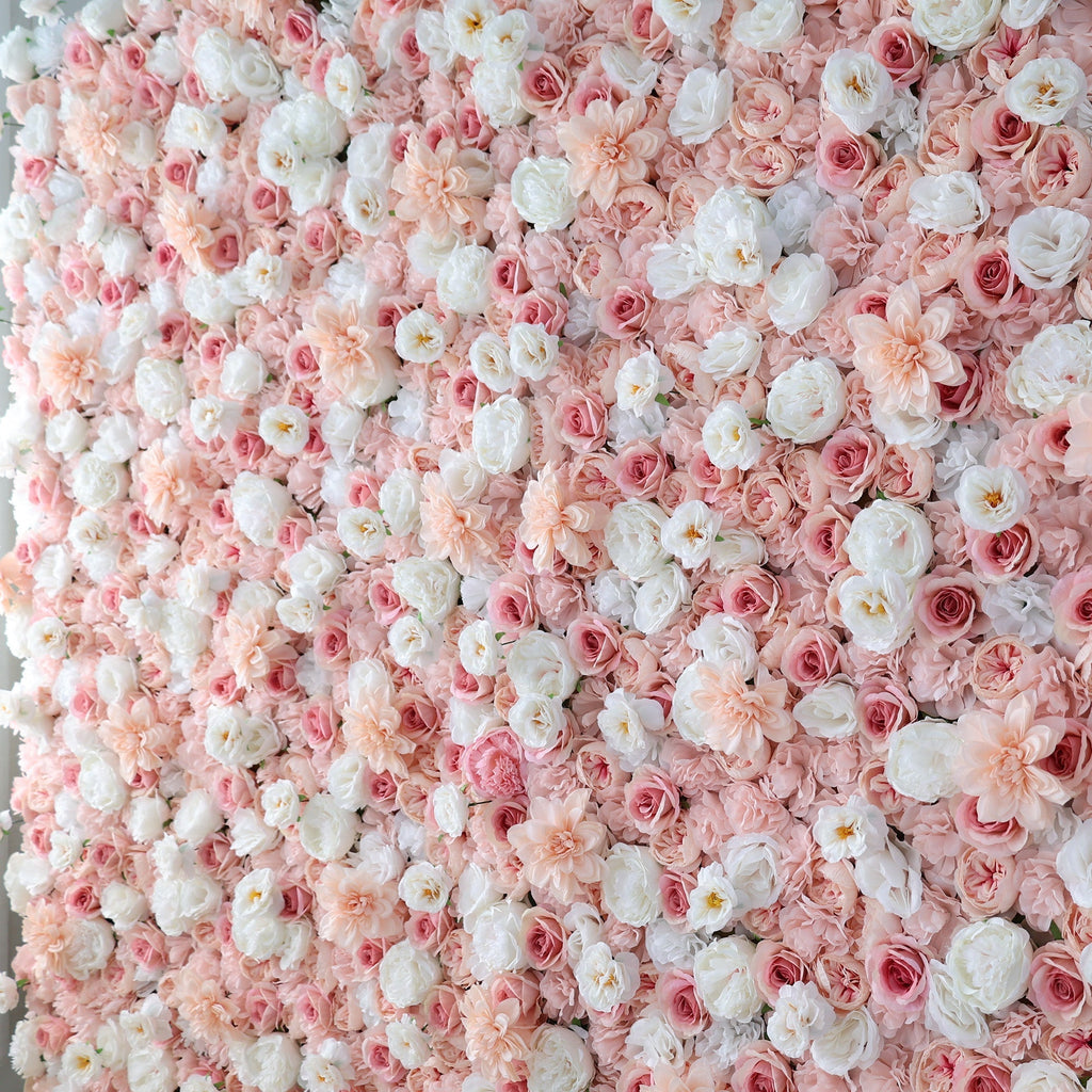 Blush Pink & Soft White Floral Extravaganza Wall: A Dreamy. Romantic Masterpiece for Enchanting Celebrations | VF-553