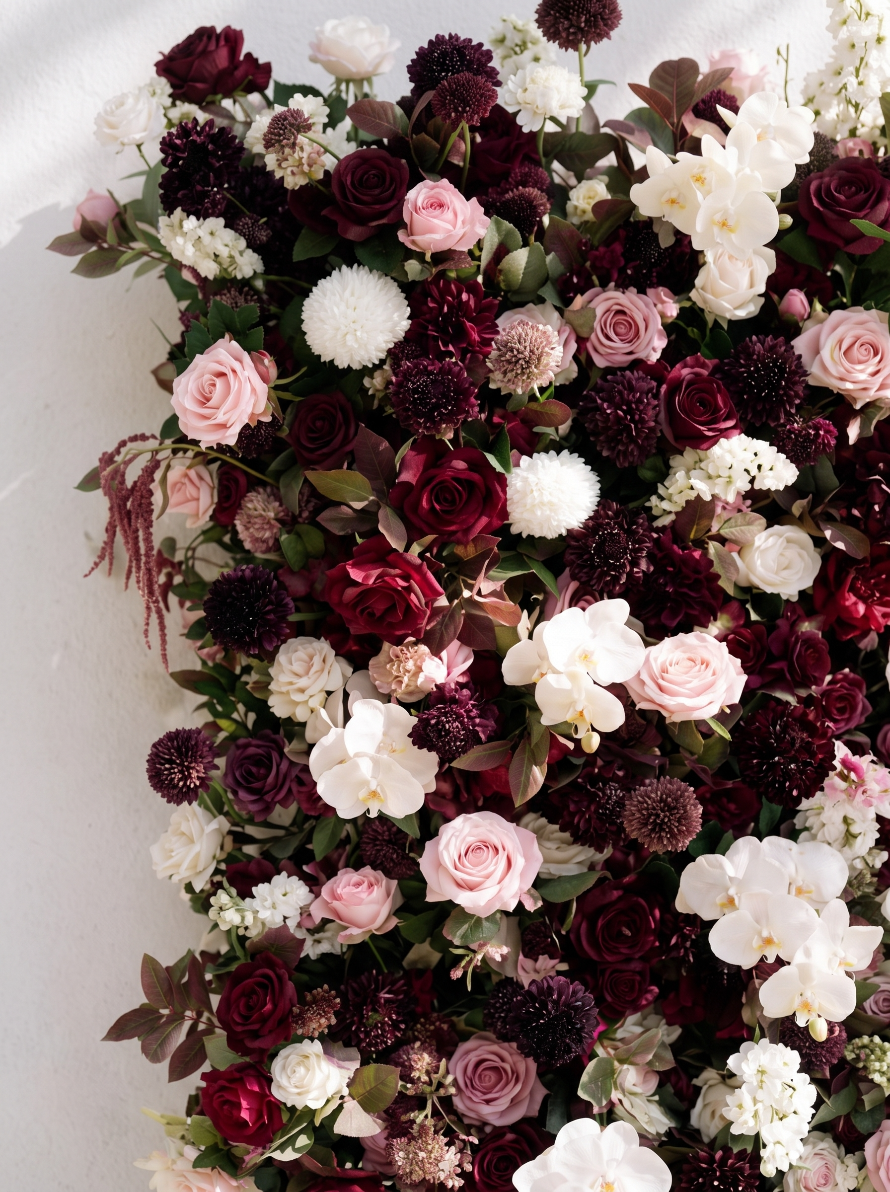 Garnet ：2026 Luxury 5D Berry & Burgundy Floral Wall with Greenery Roll-Up Backdrop for Rustic Garden Weddings Free Shipping