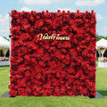 Roll Up Fabric Artificial Flower Wall Crimson Coronation: A Regal Array of Red Roses Radiating Romance and Reverence | VF-172
