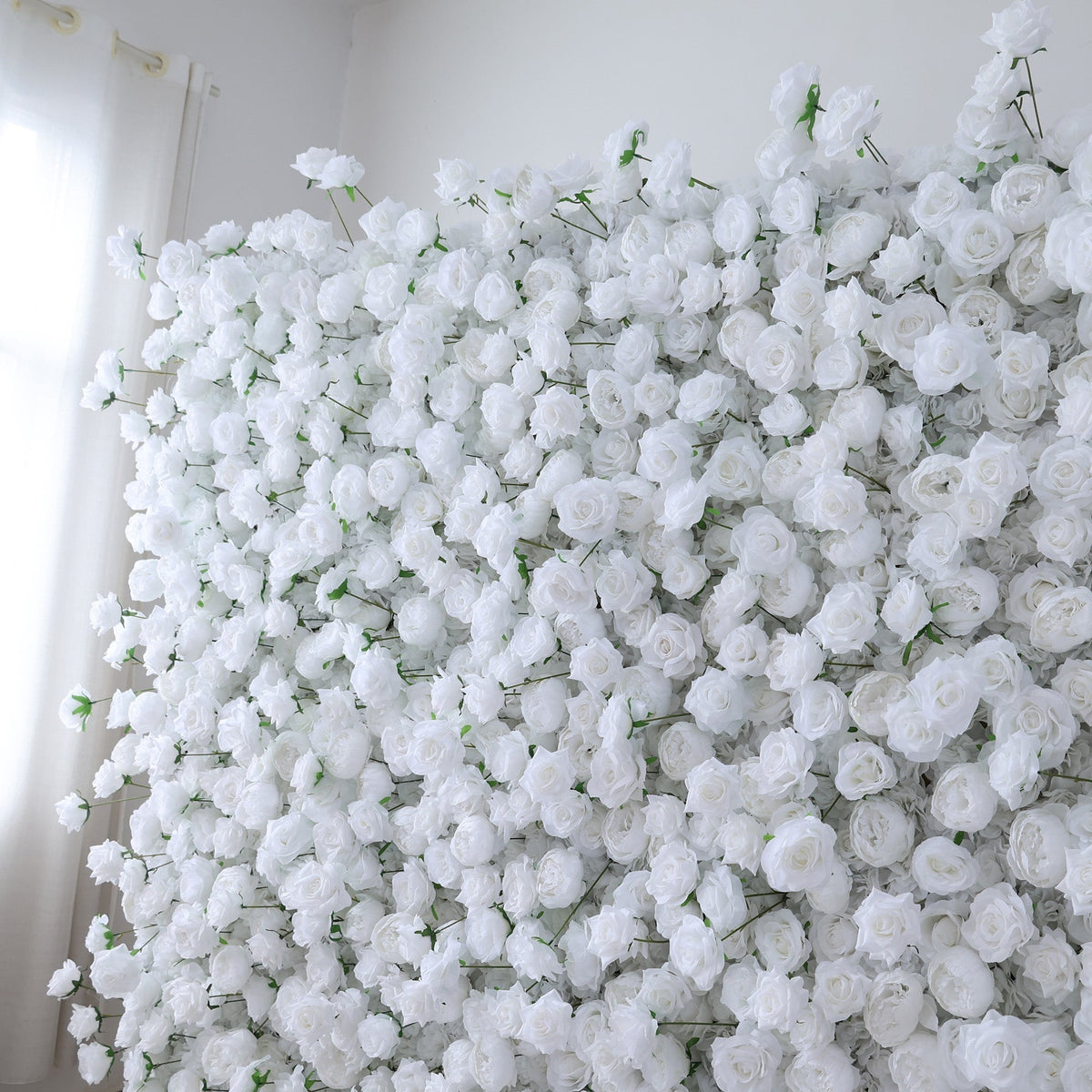 All - White Rose Floral Extravaganza Wall: A Pure. Elegant Masterpiece for Timeless Occasions | VF-547