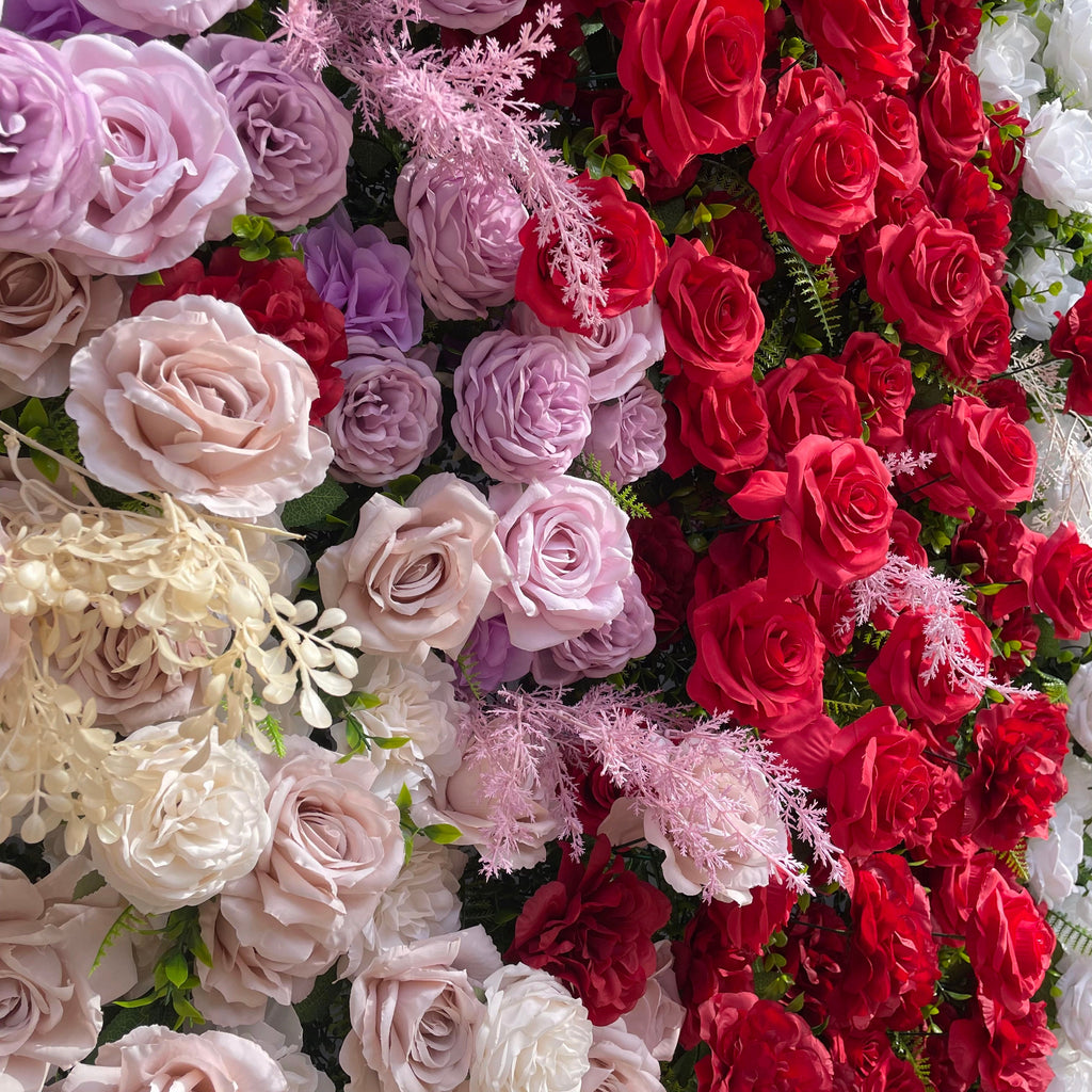 Muma：5D Fabric Artificial rolling up curtain flower wall Rose Morning