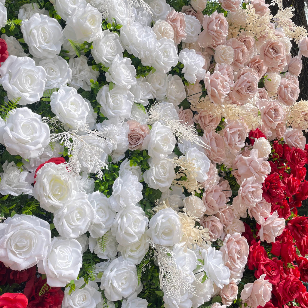 Muma：5D Fabric Artificial rolling up curtain flower wall Rose Morning