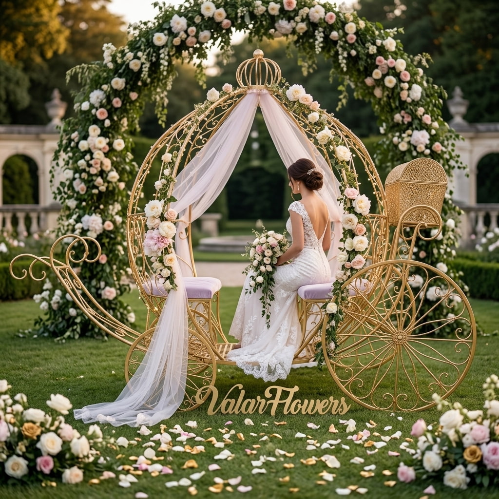 7.9ft Life size Height Fairy Princess Style Cinderella's Fantasy Pumpkin Carriage for Castle Decorating / Halloween / Baby Shower / Wedding Invitation Decor