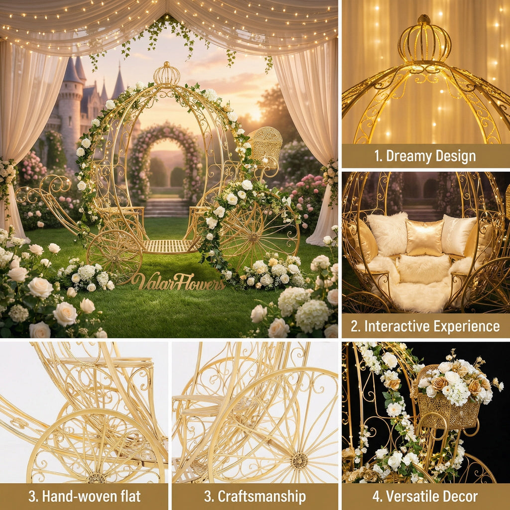7.9ft Life size Height Fairy Princess Style Cinderella's Fantasy Pumpkin Carriage for Castle Decorating / Halloween / Baby Shower / Wedding Invitation Decor