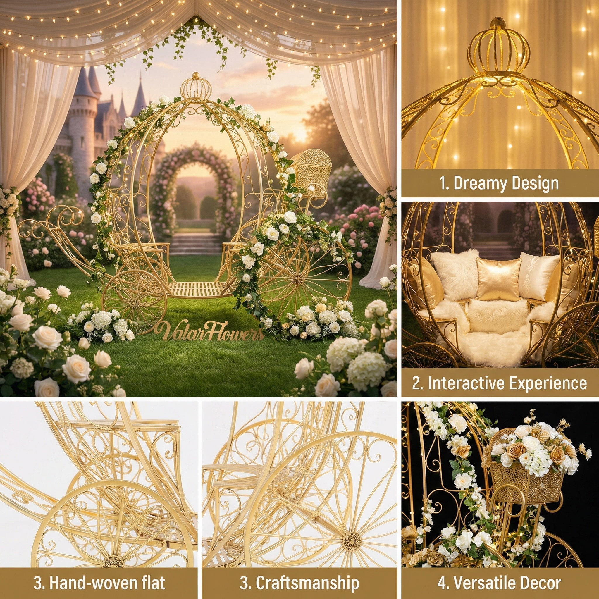 7.9ft Life size Height Fairy Princess Style Cinderella's Fantasy Pumpkin Carriage for Castle Decorating / Halloween / Baby Shower / Wedding Invitation Decor