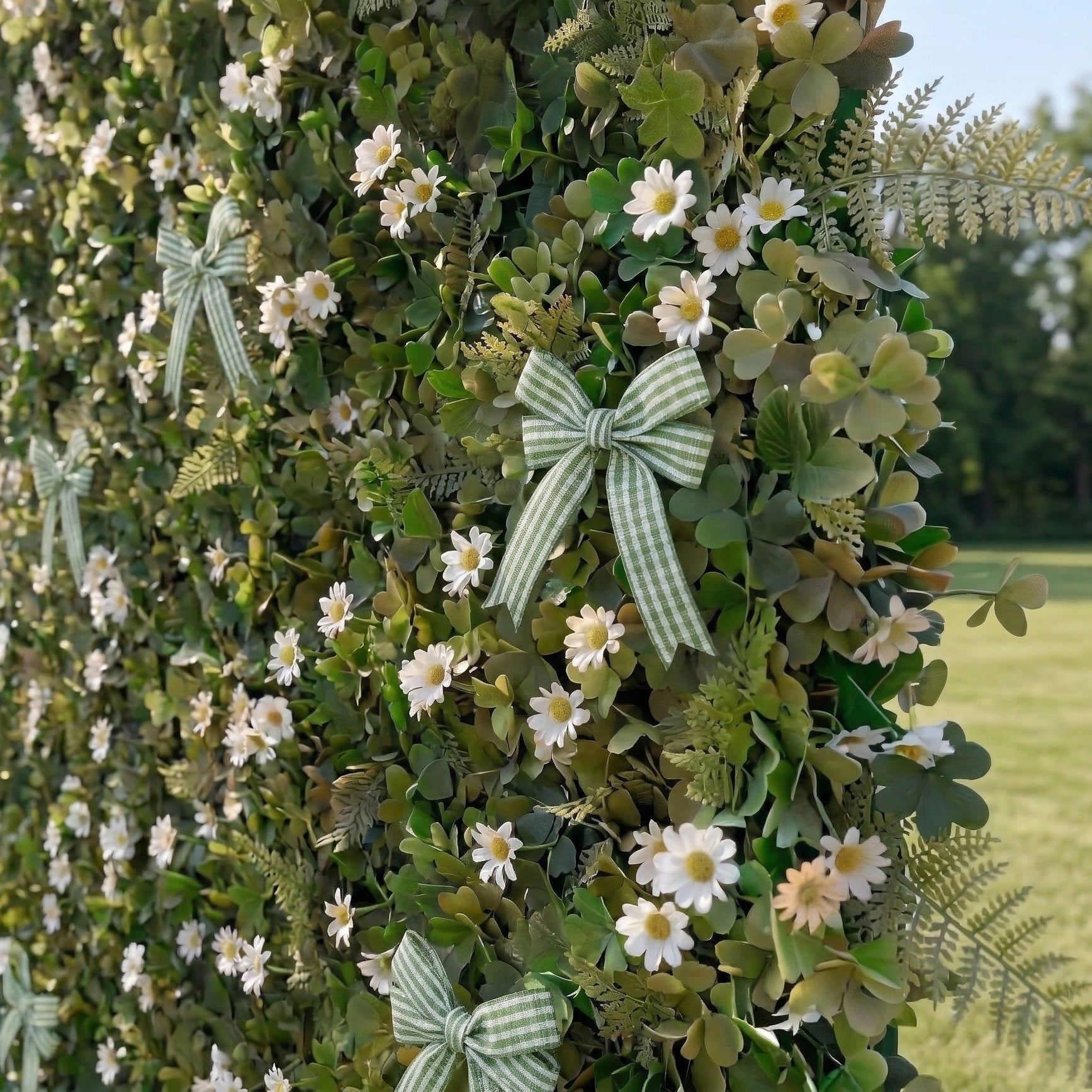 Clover: 5D Green Lucky Clovers Silk Floral Wall Roll-Up Fabric Backdrop for St.Patrick' Day Events Decoration Free Shipping
