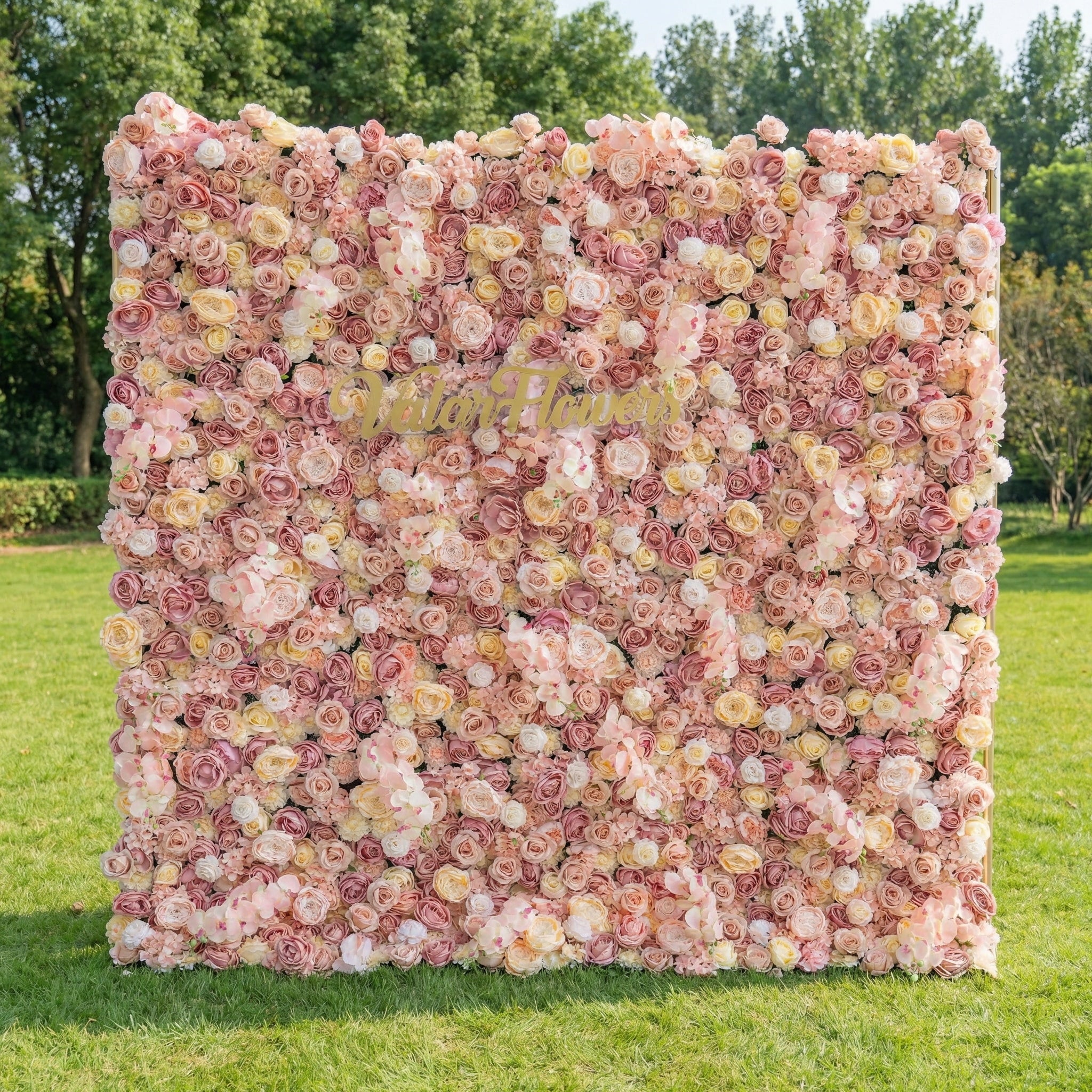 Exquisite Artificial Flower Backdrop in Soft Pink and Cream Hues for Weddings. Parties and Events | VF-360