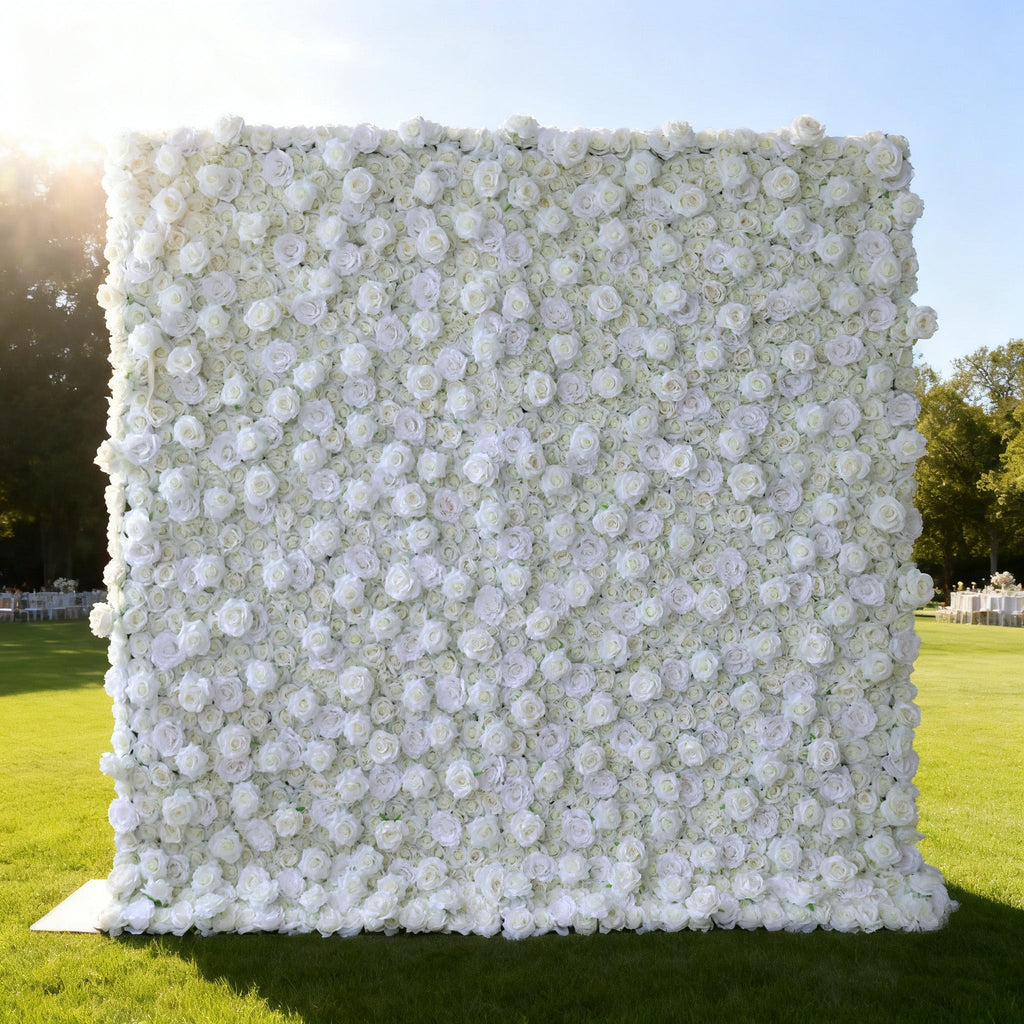 Green White Artificial Flower Wall Backdrop for Wedding & Event Decor | VF-361