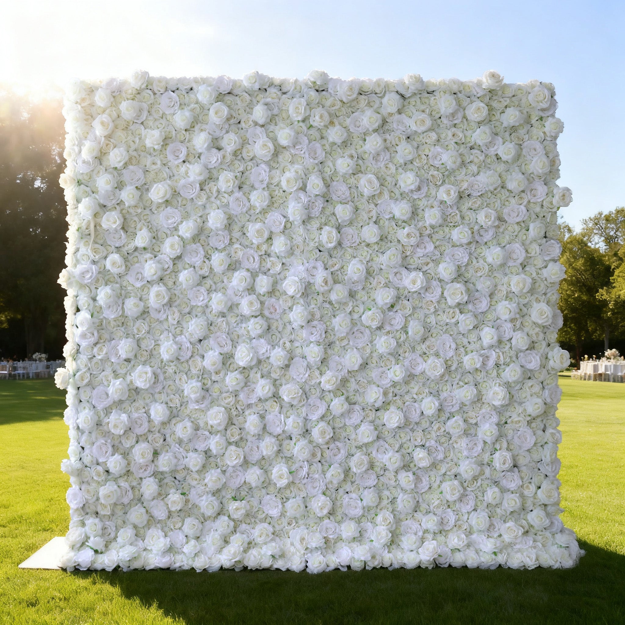 Green White Artificial Flower Wall Backdrop for Wedding & Event Decor | VF-361