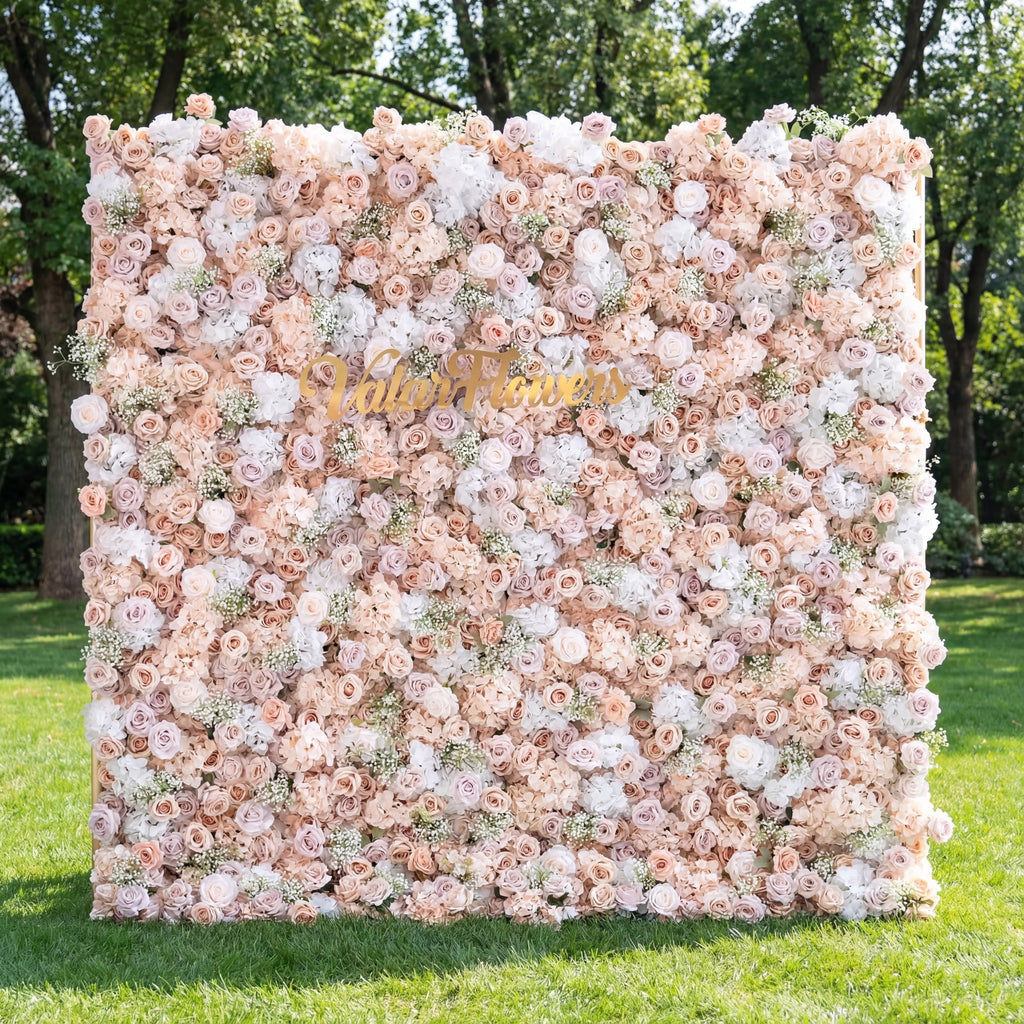 Luxurious Floral Backdrop - Elegant White. Blush. and Nude Artificial Flower Wall for Weddings. Events. and Special Occasions | VF-374-1