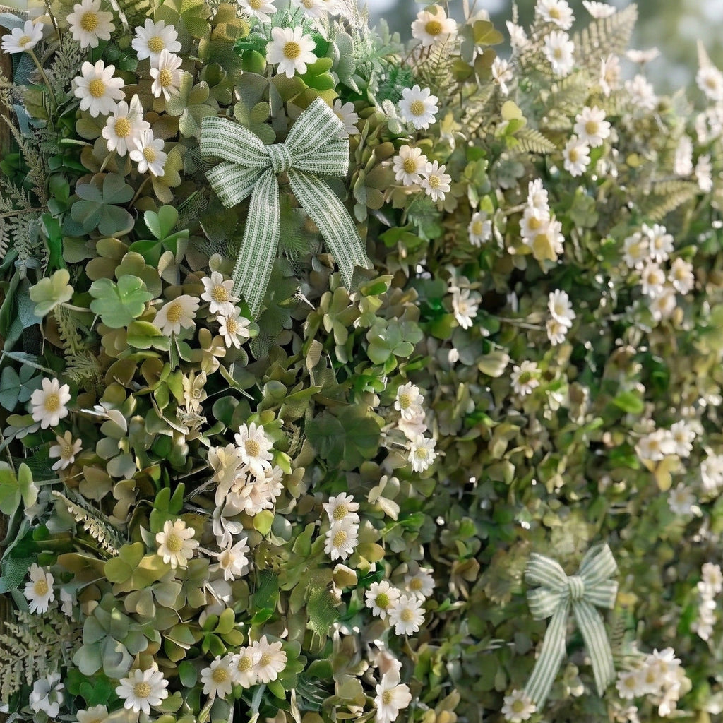 Clover: 5D Green Lucky Clovers Silk Floral Wall Roll-Up Fabric Backdrop for St.Patrick' Day Events Decoration Free Shipping