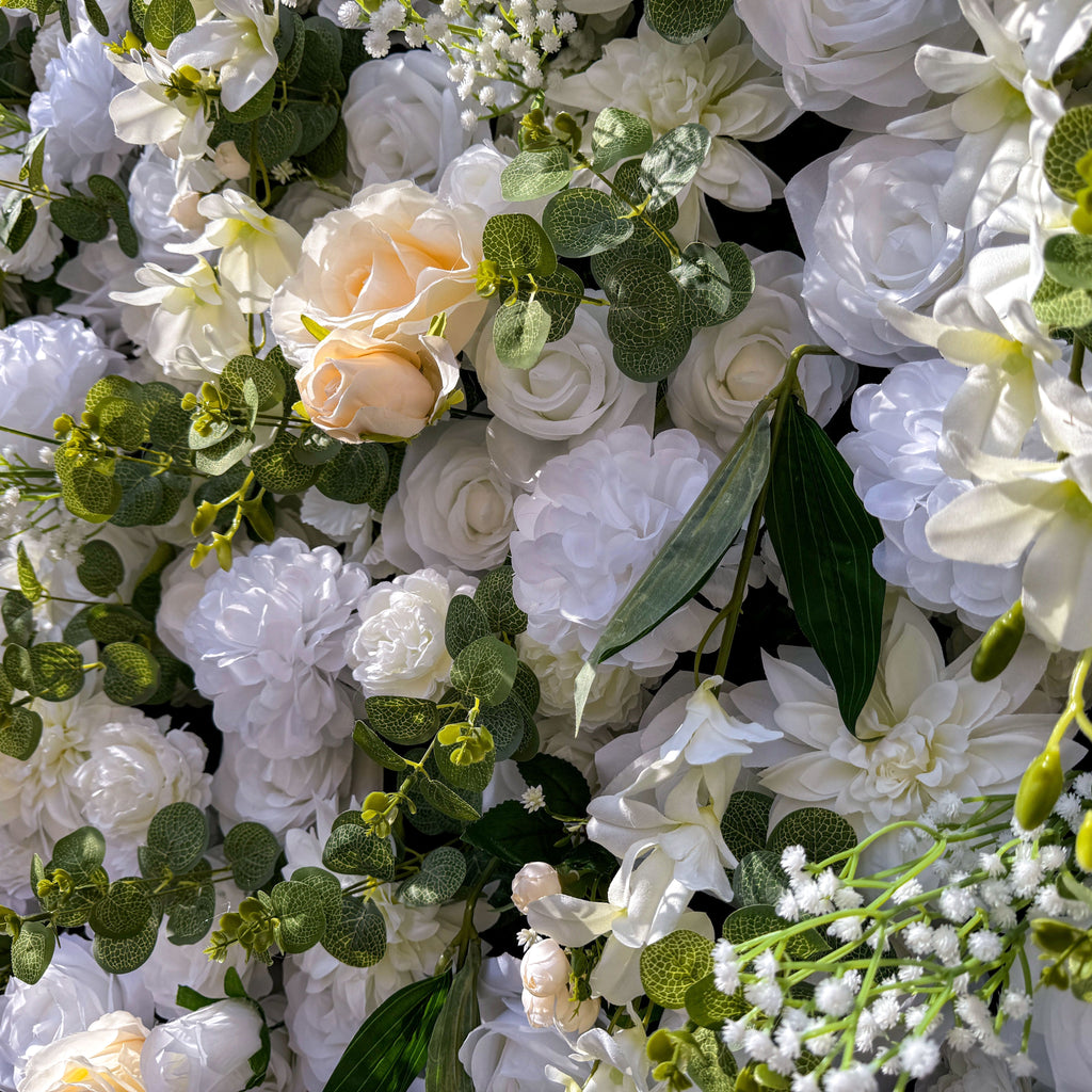 Exquisite All - White Artificial Flower Wall - The Epitome of Elegant and Romantic Style for Weddings and Events | VF-805