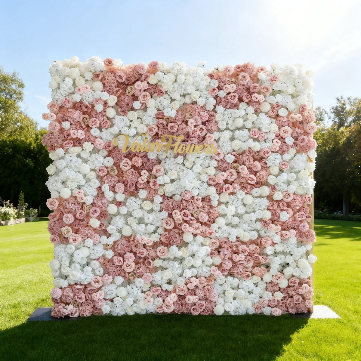 Romantic Floral Backdrop - Blush Nude and White Artificial Flower Wall for Weddings. Events. and Special Occasions | VF-418-2