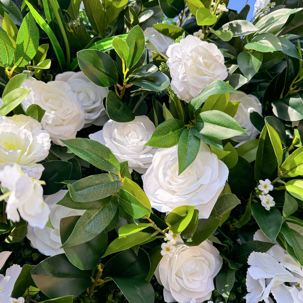 Enchanting White & Green Artificial Flower Wall - The Heart - Stealer for Wedding and Event Decor | VF-802