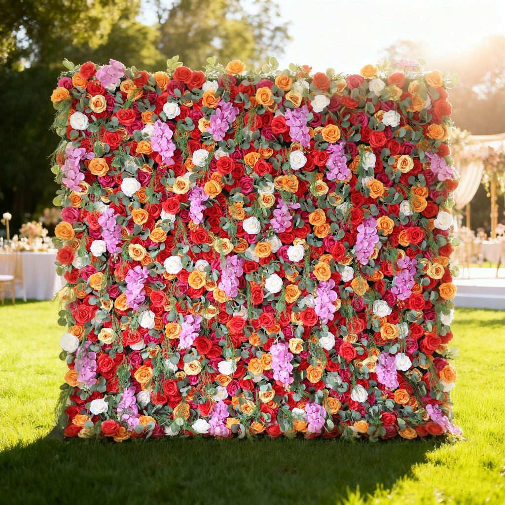 Fiery Color Burst Floral Extravaganza Wall: A Bold. Lively Masterpiece for Energetic Celebrations | VF-546