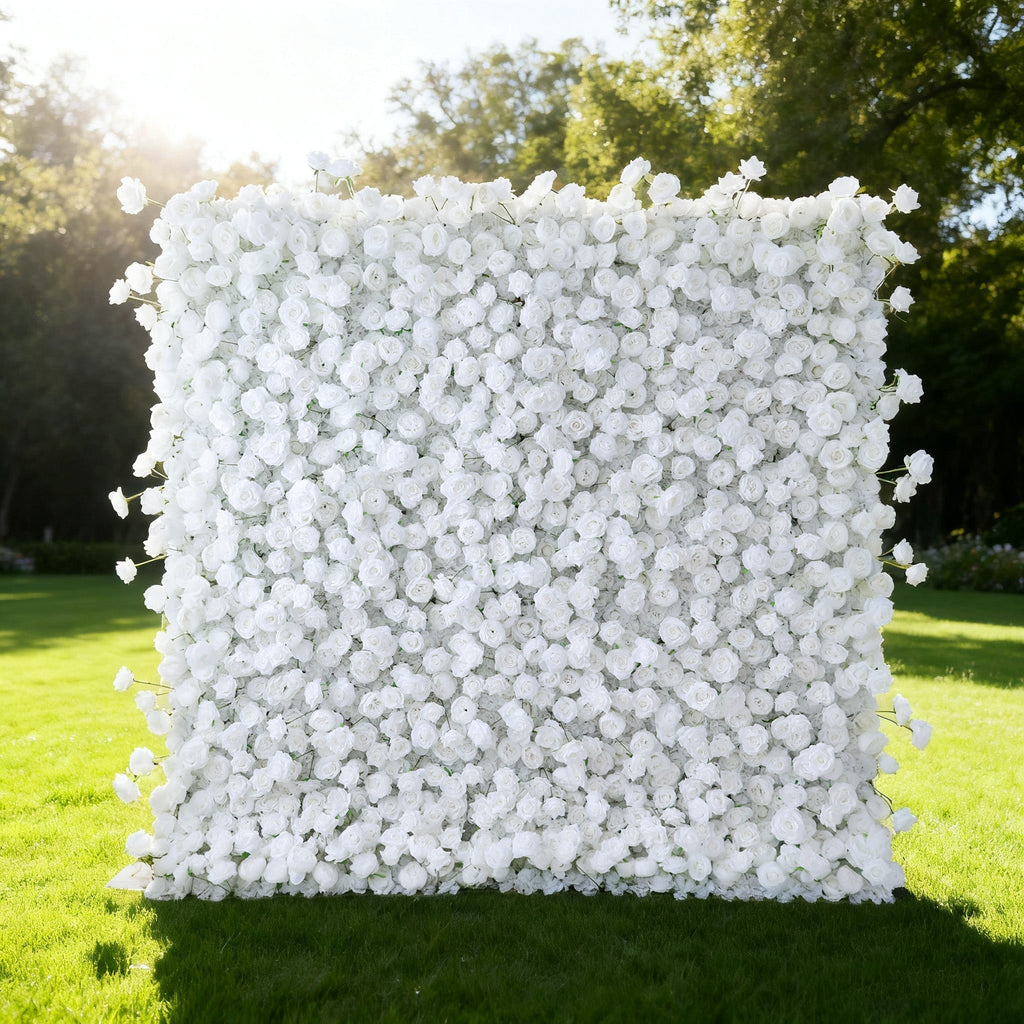 All - White Rose Floral Extravaganza Wall: A Pure. Elegant Masterpiece for Timeless Occasions | VF-547