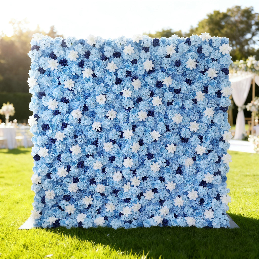 Blue & White Floral Wall: A Serene. Elegant Backdrop for Timeless Events | VF-579