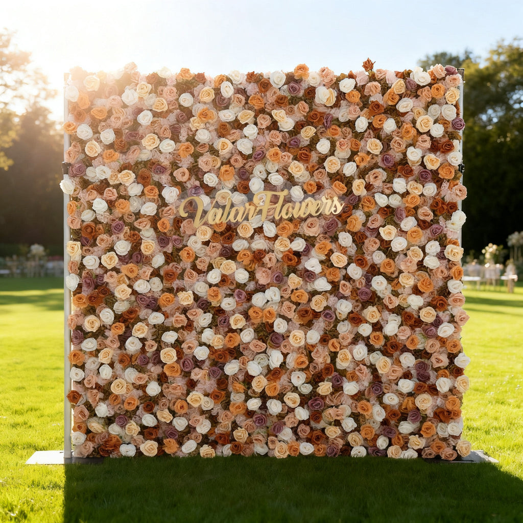 3D Autumn - Toned Floral Wall Backdrop: Warm & Luxurious Event Centerpiece | VF-580