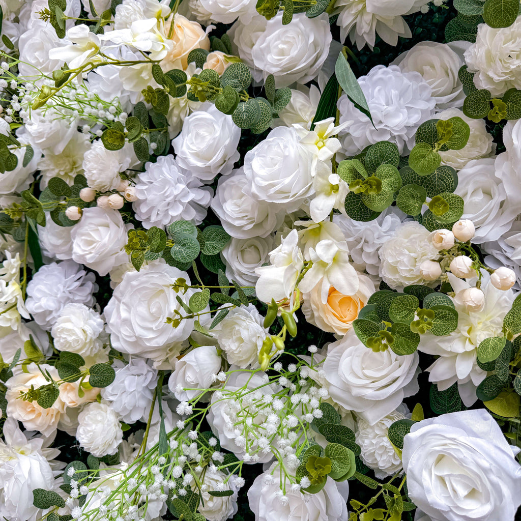 Exquisite All - White Artificial Flower Wall - The Epitome of Elegant and Romantic Style for Weddings and Events | VF-805