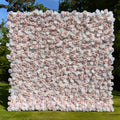 Elegant White & Light Pink Flower Wall Backdrop - Roll-Up Fabric Wall - Bridal Party Decor - Wedding Venues Celebration Floral Wall | VF-600