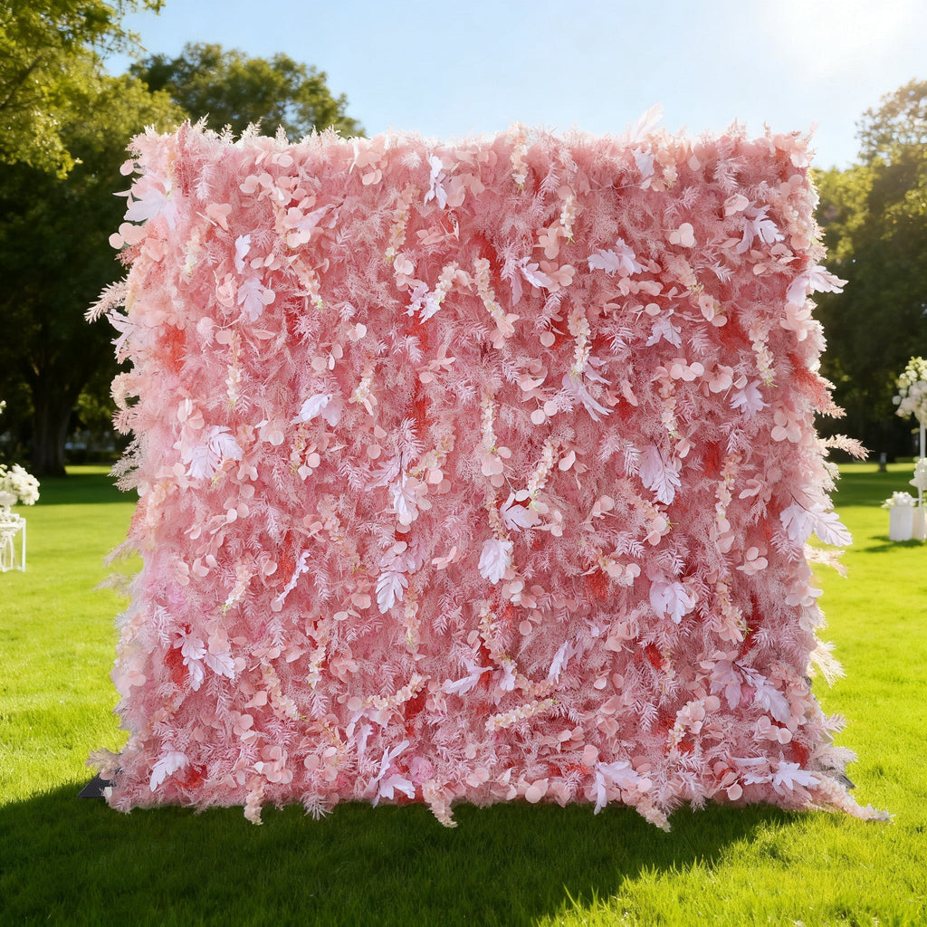 Blush Pink Floral Extravaganza Wall: A Dreamy. Romantic Masterpiece for Enchanting Celebrations | VF-621