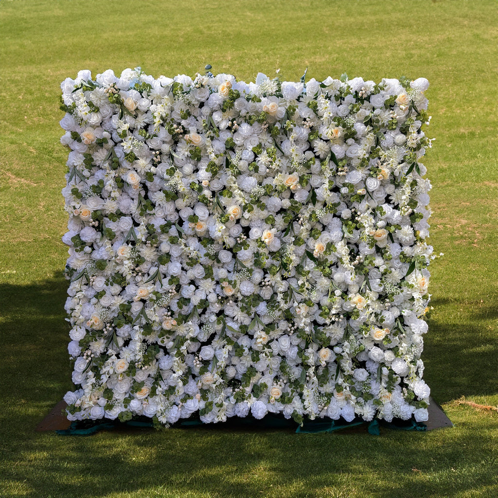 Exquisite All - White Artificial Flower Wall - The Epitome of Elegant and Romantic Style for Weddings and Events | VF-805