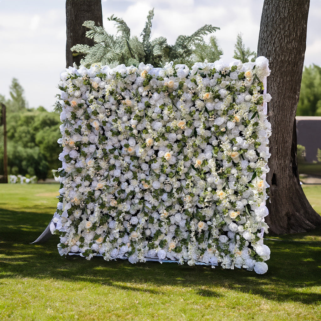 Exquisite All - White Artificial Flower Wall - The Epitome of Elegant and Romantic Style for Weddings and Events | VF-805