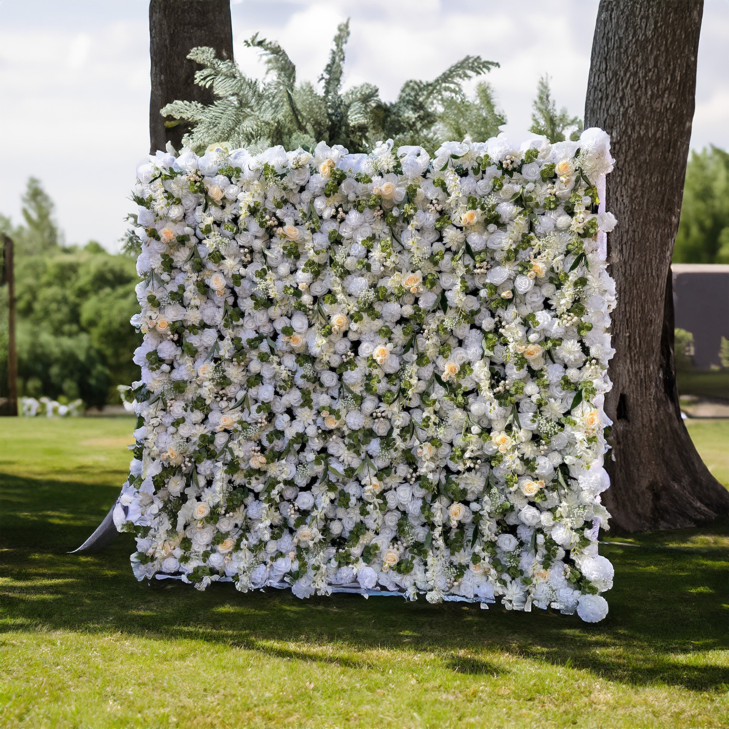 Exquisite All - White Artificial Flower Wall - The Epitome of Elegant and Romantic Style for Weddings and Events | VF-805