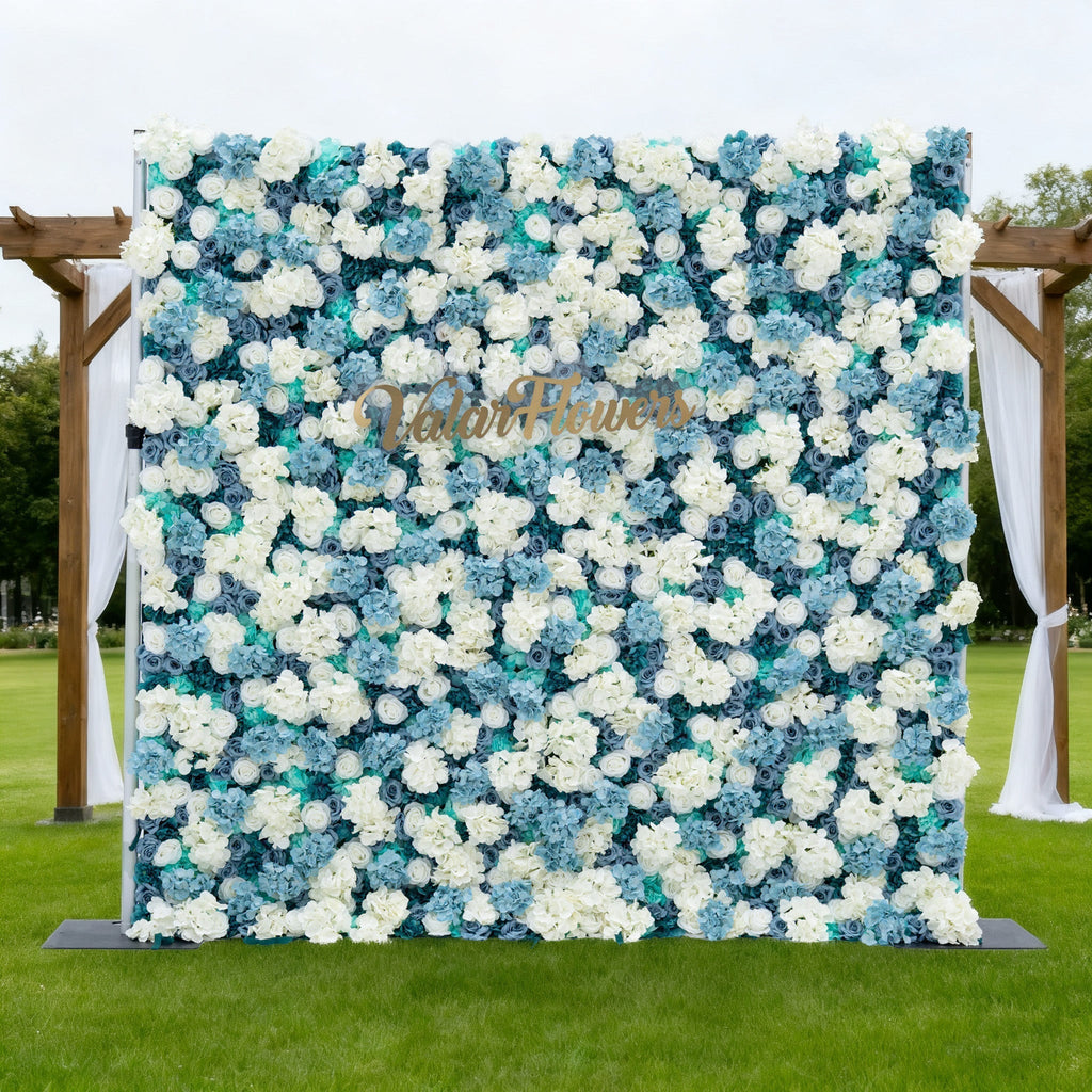 Blue and White Rose Floral Backdrop: A Serene Elegance for Weddings and Special Occasions And Proposals and Outdoor Events and Photography | VF-825