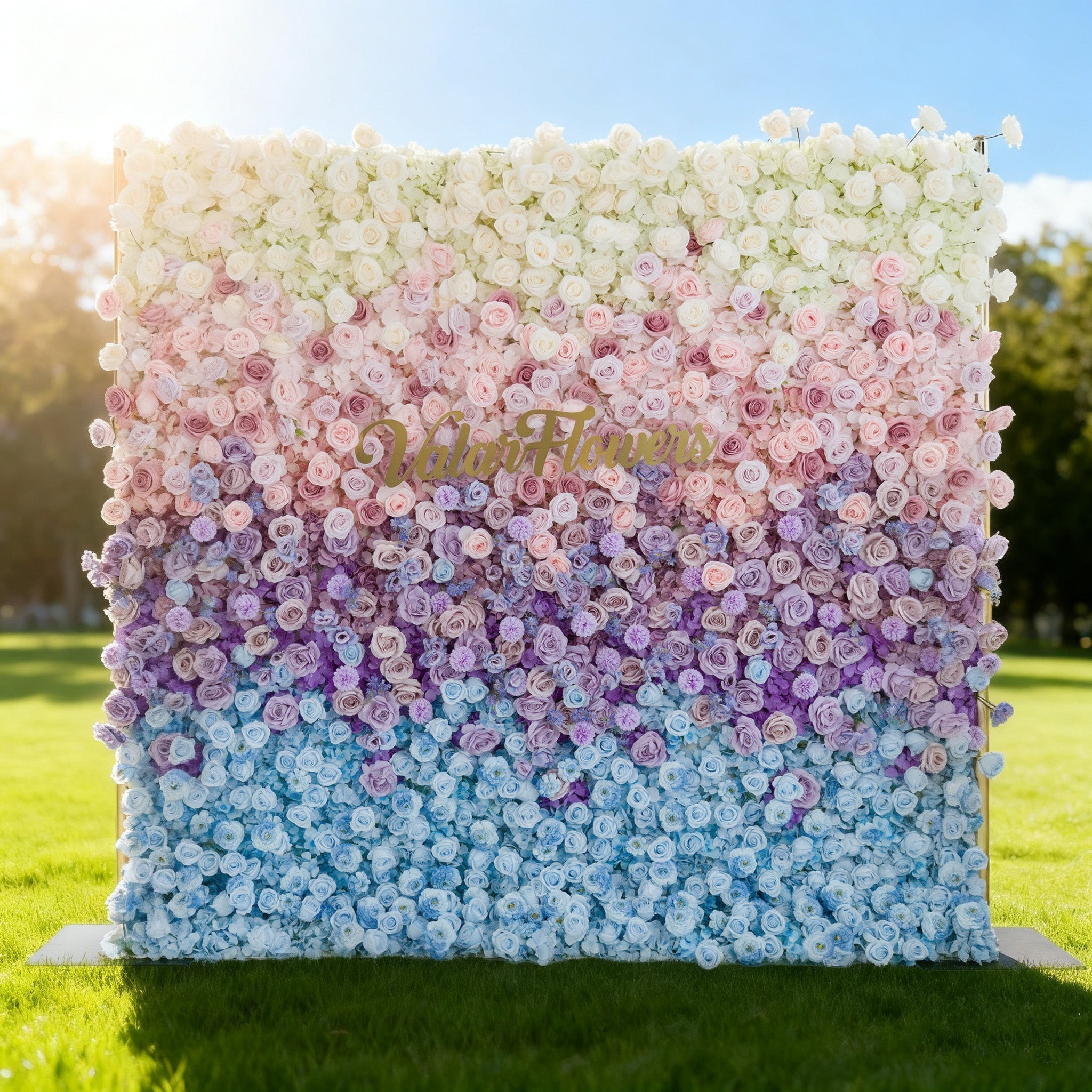 Ombre Rainbow Artificial Flower Backdrop: A Breathtaking Floral Masterpiece for Events | VF-828-2