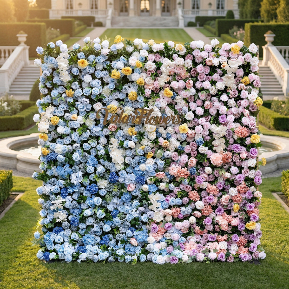 Rainbow Gradient Bloom Mix Rose Flower Wall Backdrop | VF-830