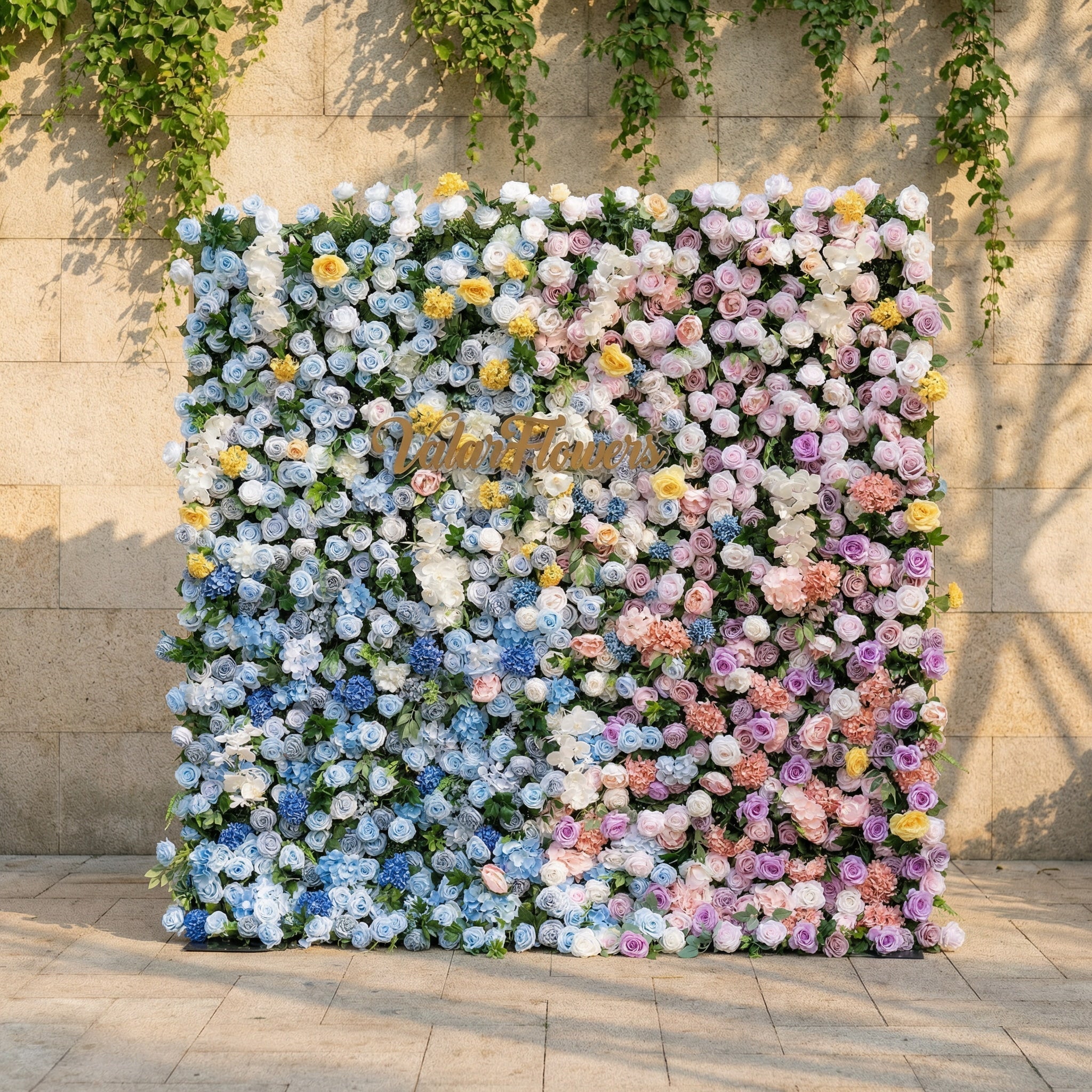 Rainbow Gradient Bloom Mix Rose Flower Wall Backdrop | VF-830