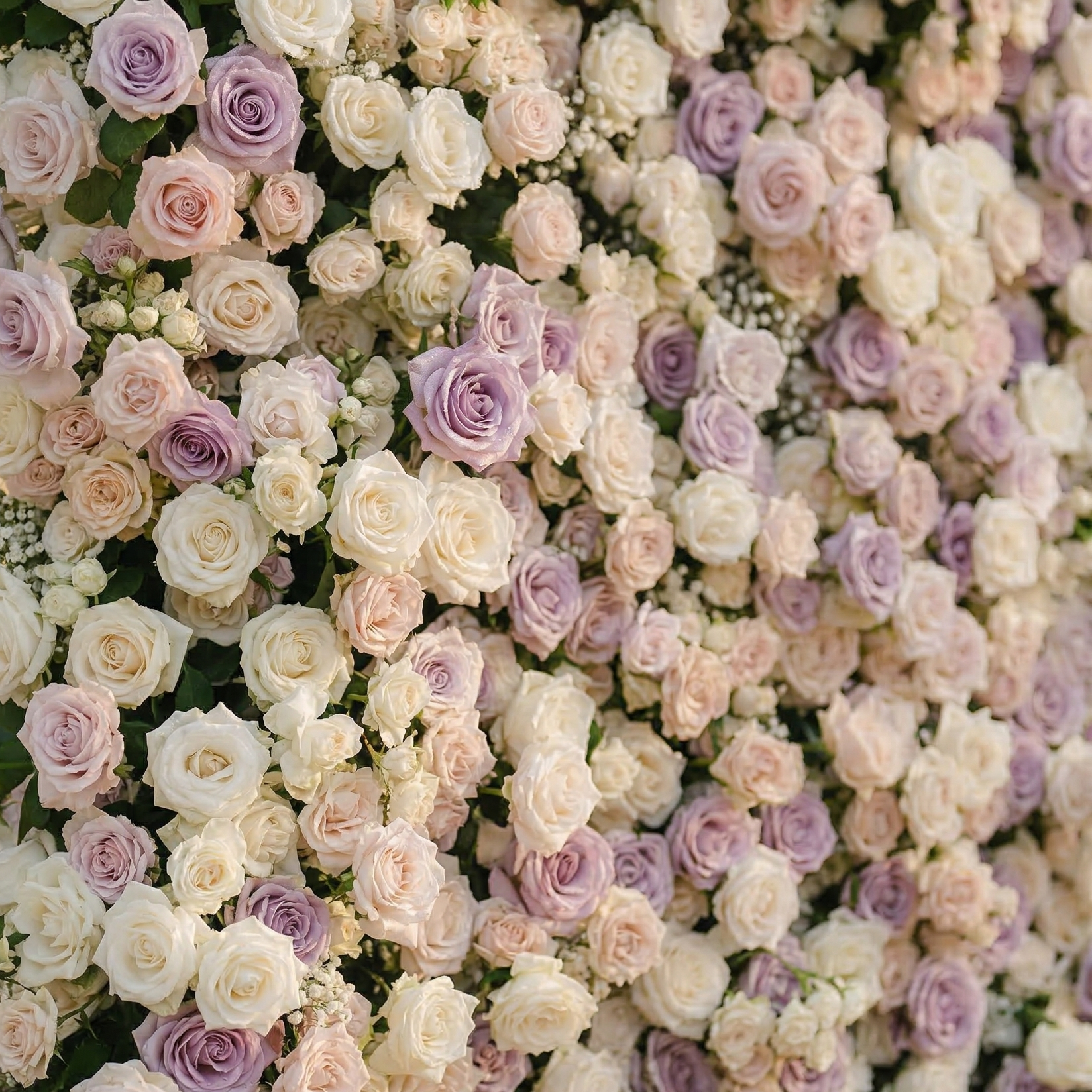 Alirae: 5D Sweet Lilac & Cream Silk Rose Flower Wall Roll-Up Fabric Backdrop for Elegant Anniversary & Event Decor Free Shipping