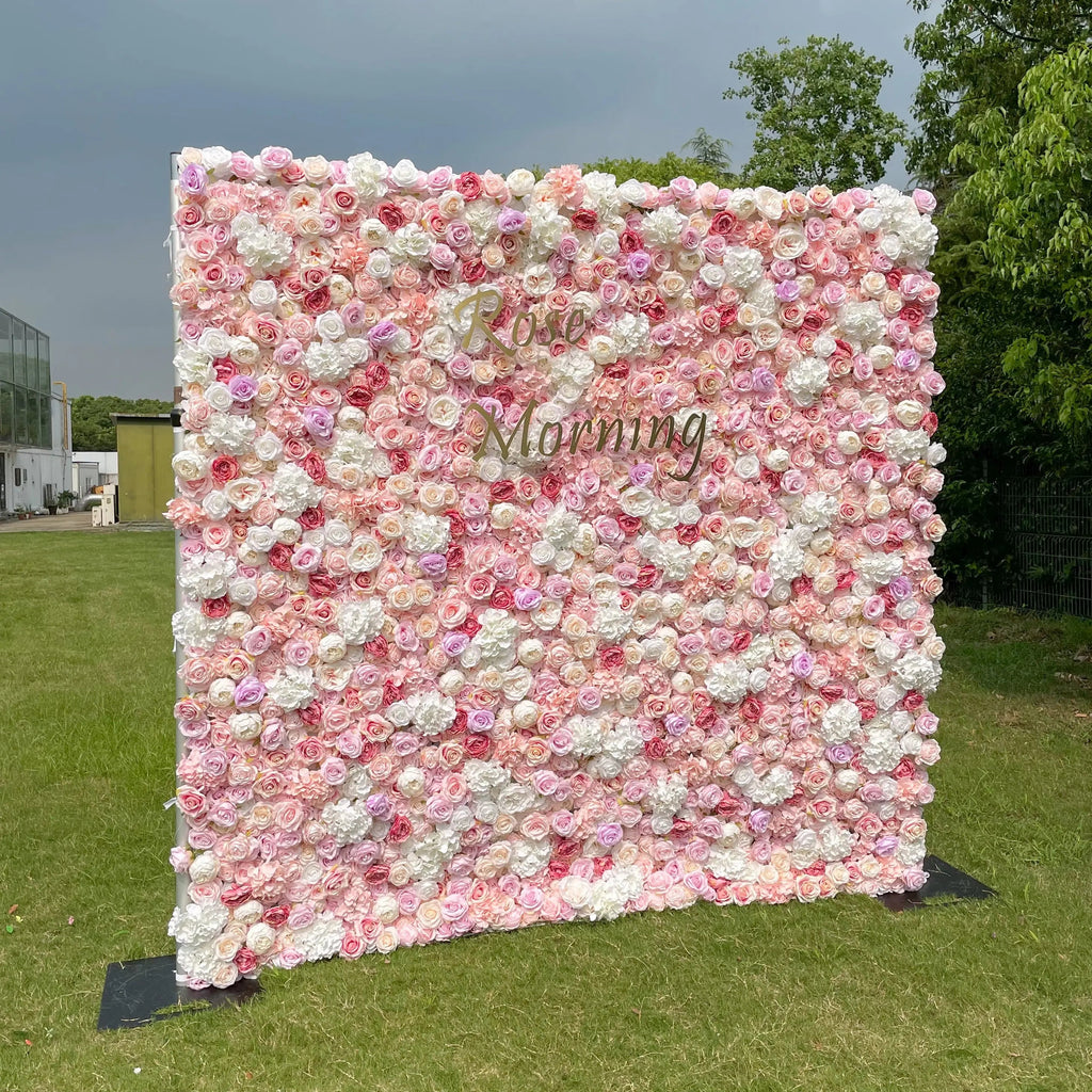 Allan：5D Fabric Artificial rolling up curtain flower wall Free Shipping