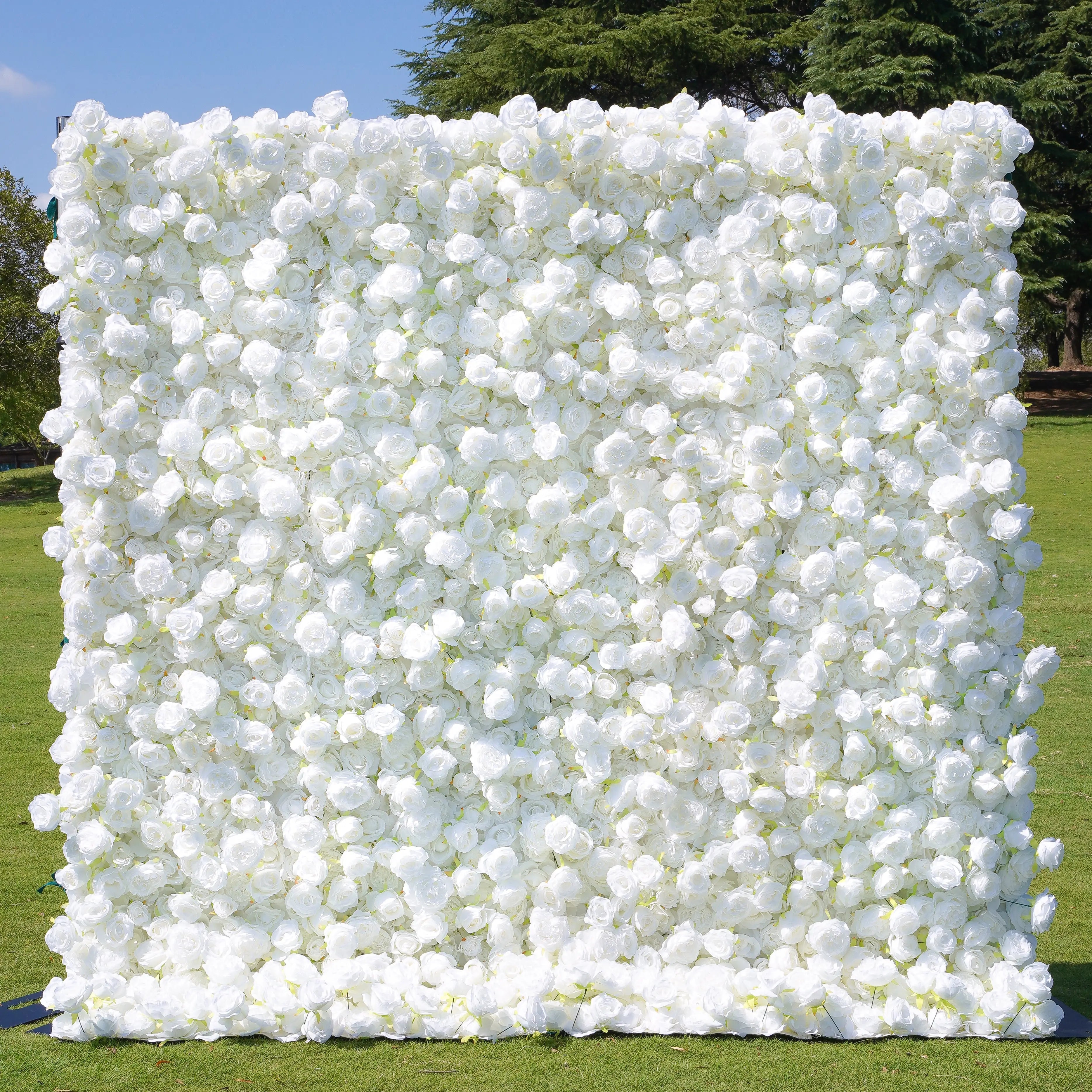 Angel：5D Fabric Artificial rolling up curtain flower wall (Ready to Ship) Free Shipping