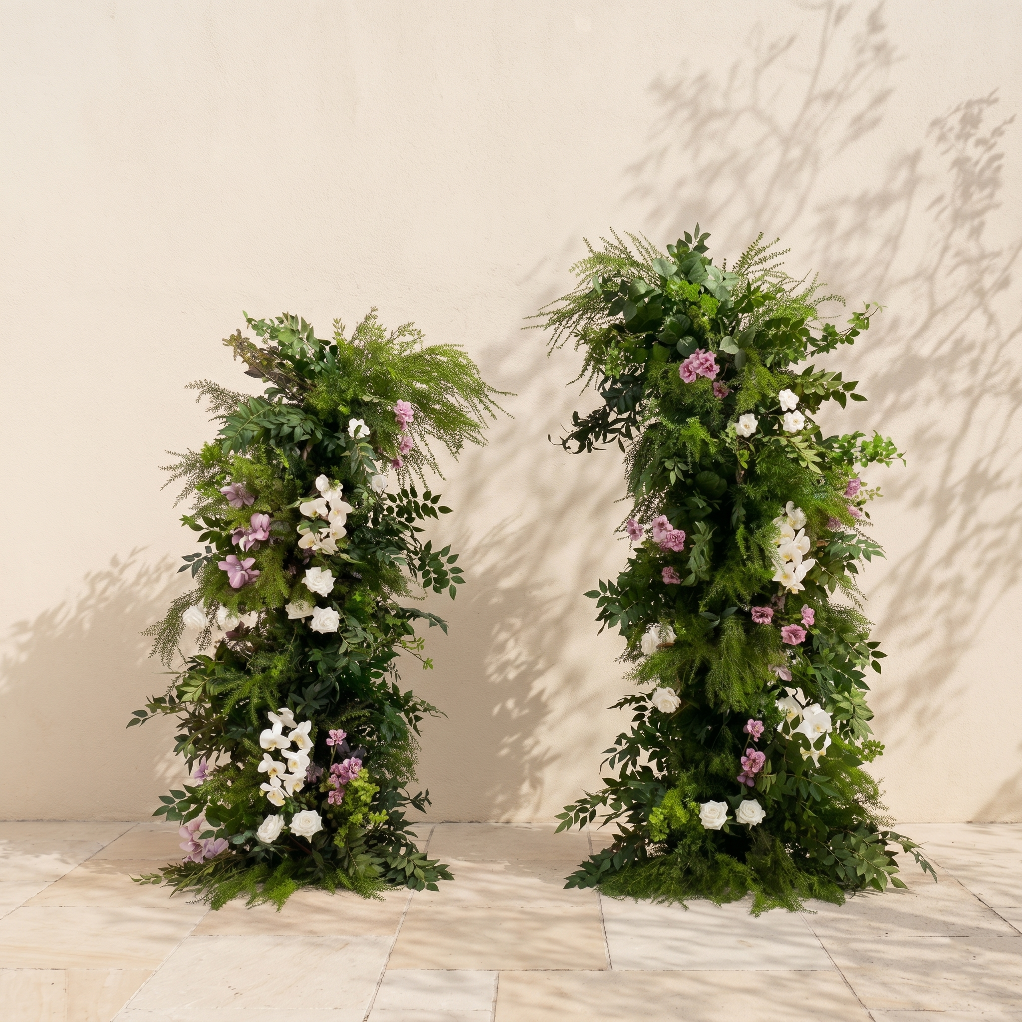 Arelvale:Greenery Flower Arch Horn Arch with White&Purple flowers for Weddings&Event Decor Including Frame arelvale front
