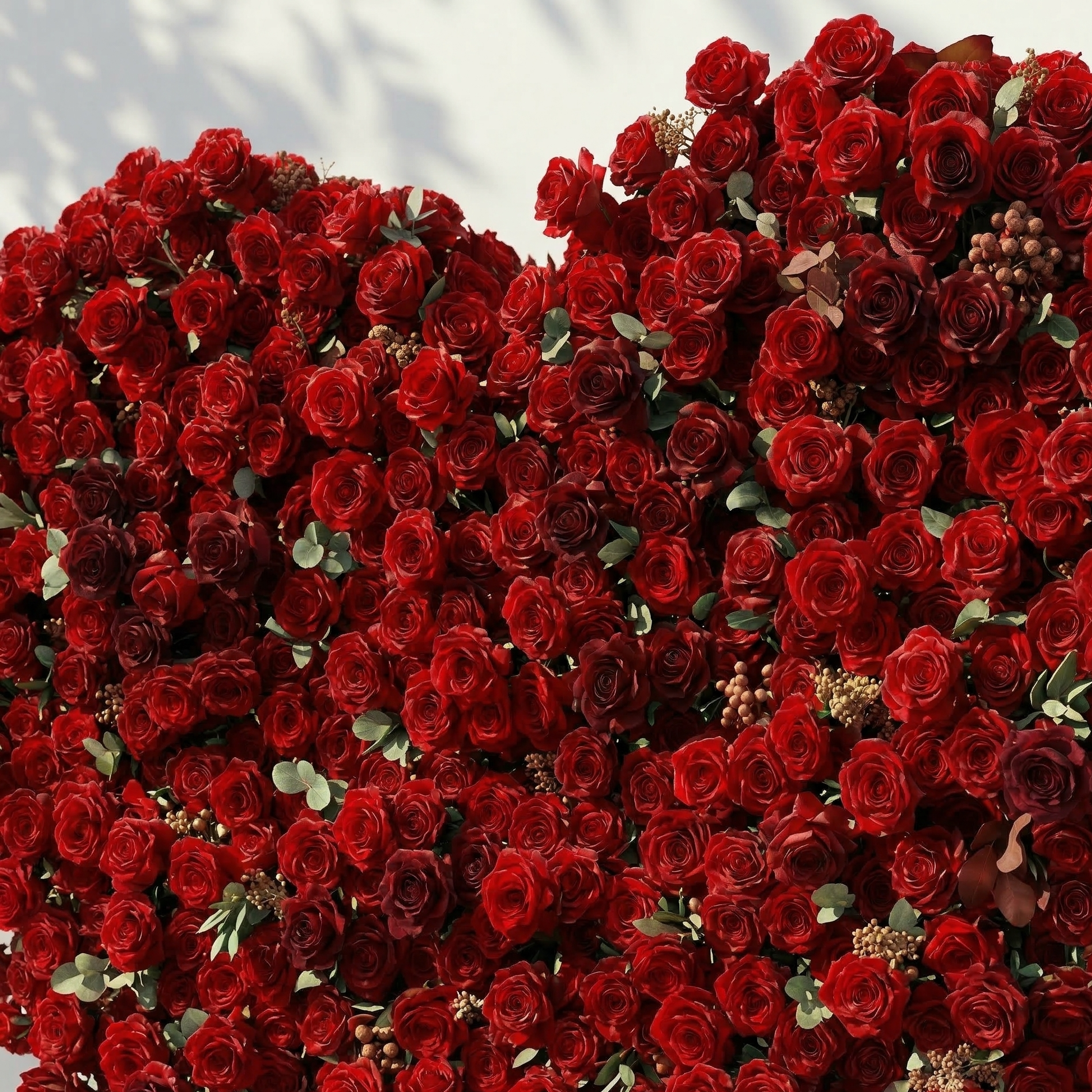 Auralis: 3D Romantic Crimson Heart-Shaped Artificial Floral Backdrop for Wedding & Valentine's Day Decor Free Shipping