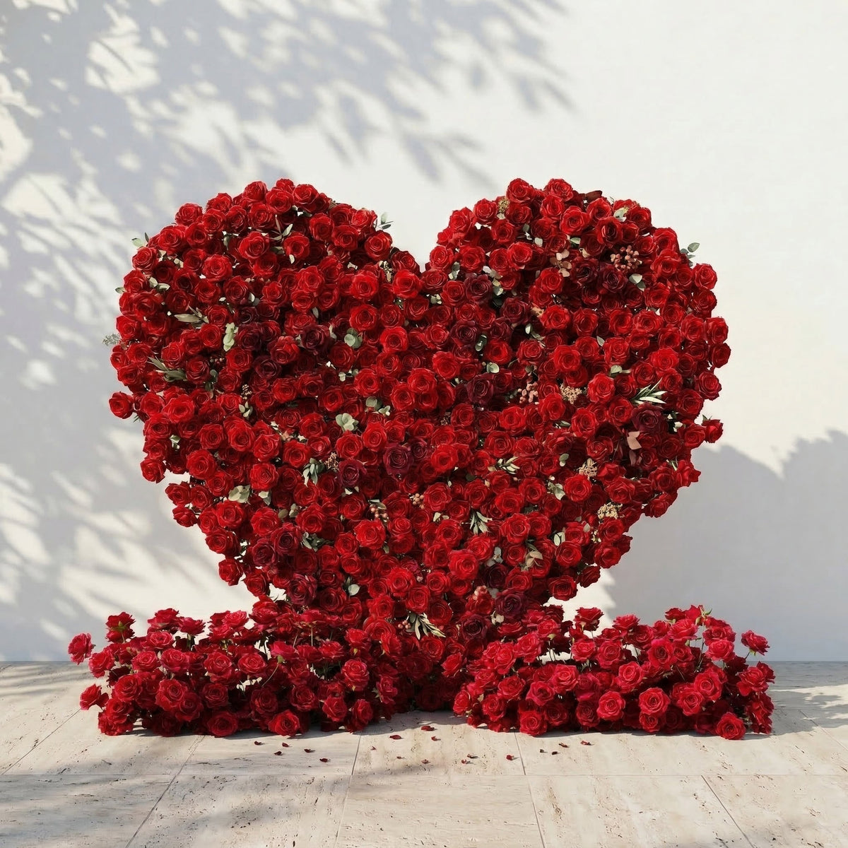 Auralis: 3D Romantic Crimson Heart-Shaped Artificial Floral Backdrop for Wedding & Valentine's Day Decor Free Shipping