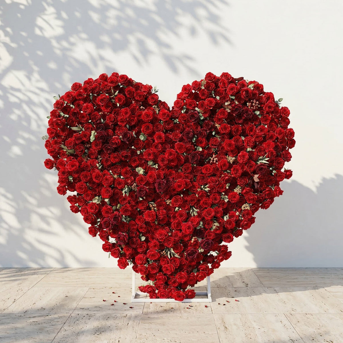 Auralis: 3D Romantic Crimson Heart-Shaped Artificial Floral Backdrop for Wedding & Valentine's Day Decor Free Shipping