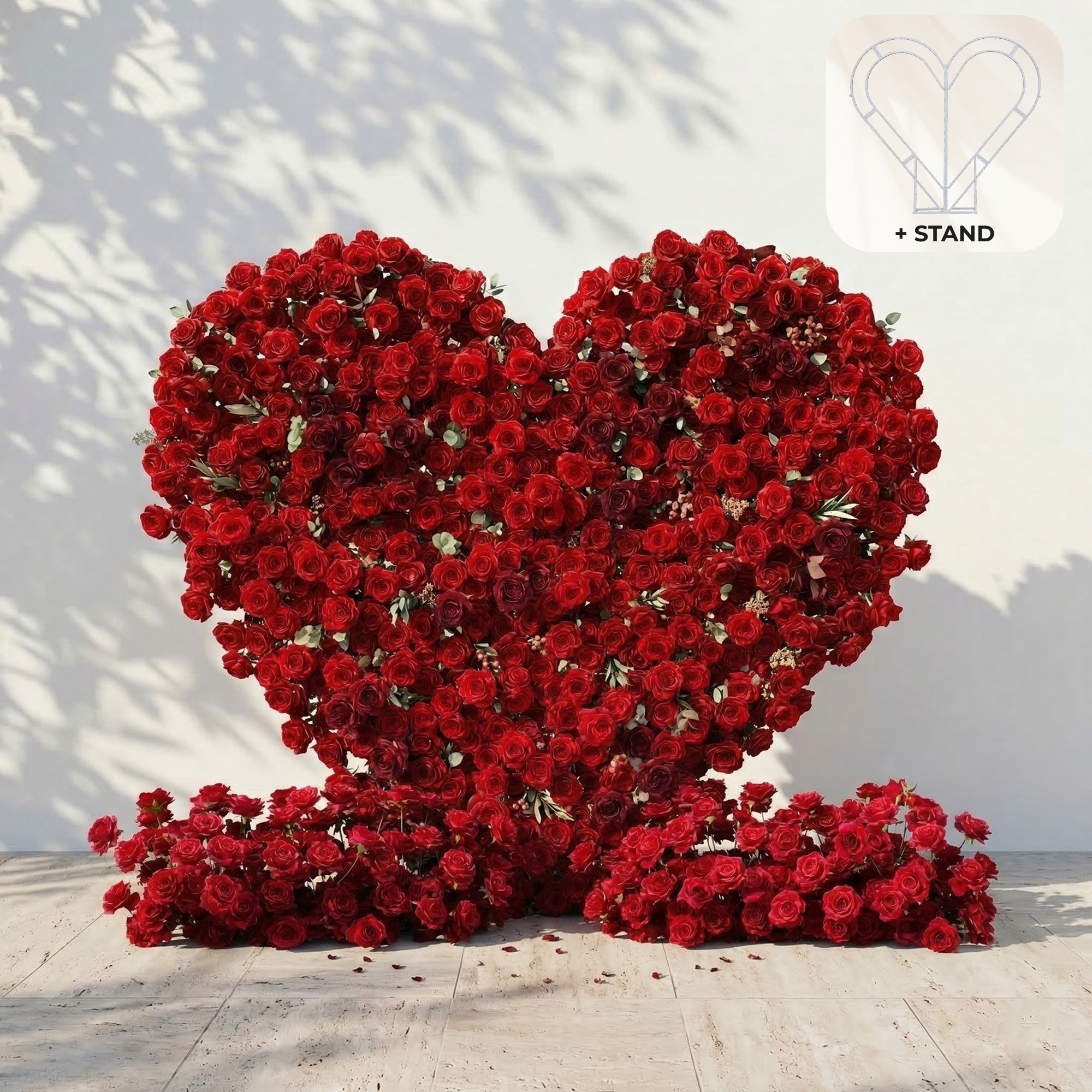 Auralis: 3D Romantic Crimson Heart-Shaped Artificial Floral Backdrop for Wedding & Valentine's Day Decor Free Shipping