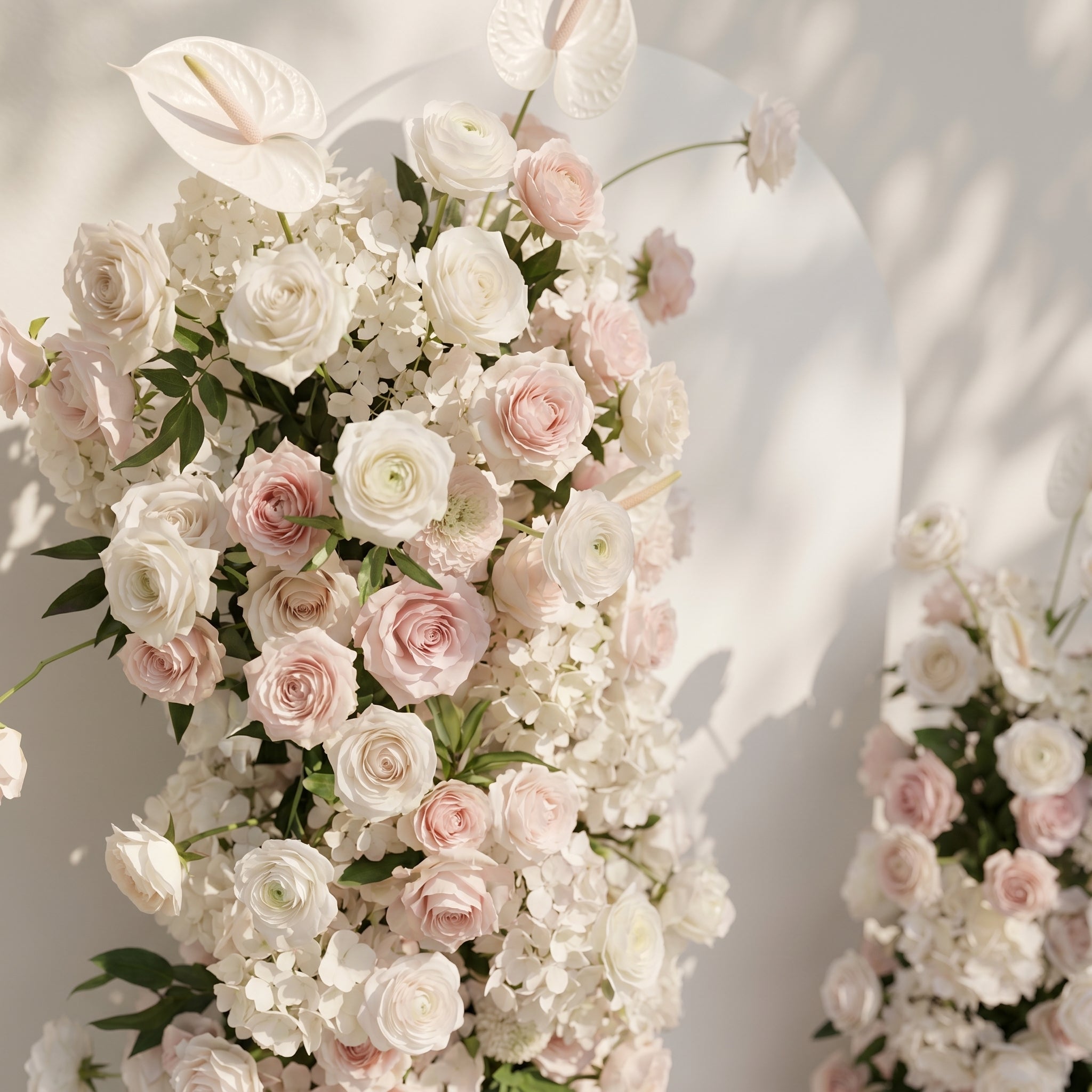 Fenna: Pink White Rose Calla Lily Wedding Background Arch KT Backdrop Decorative Flower Row Excludes Frame