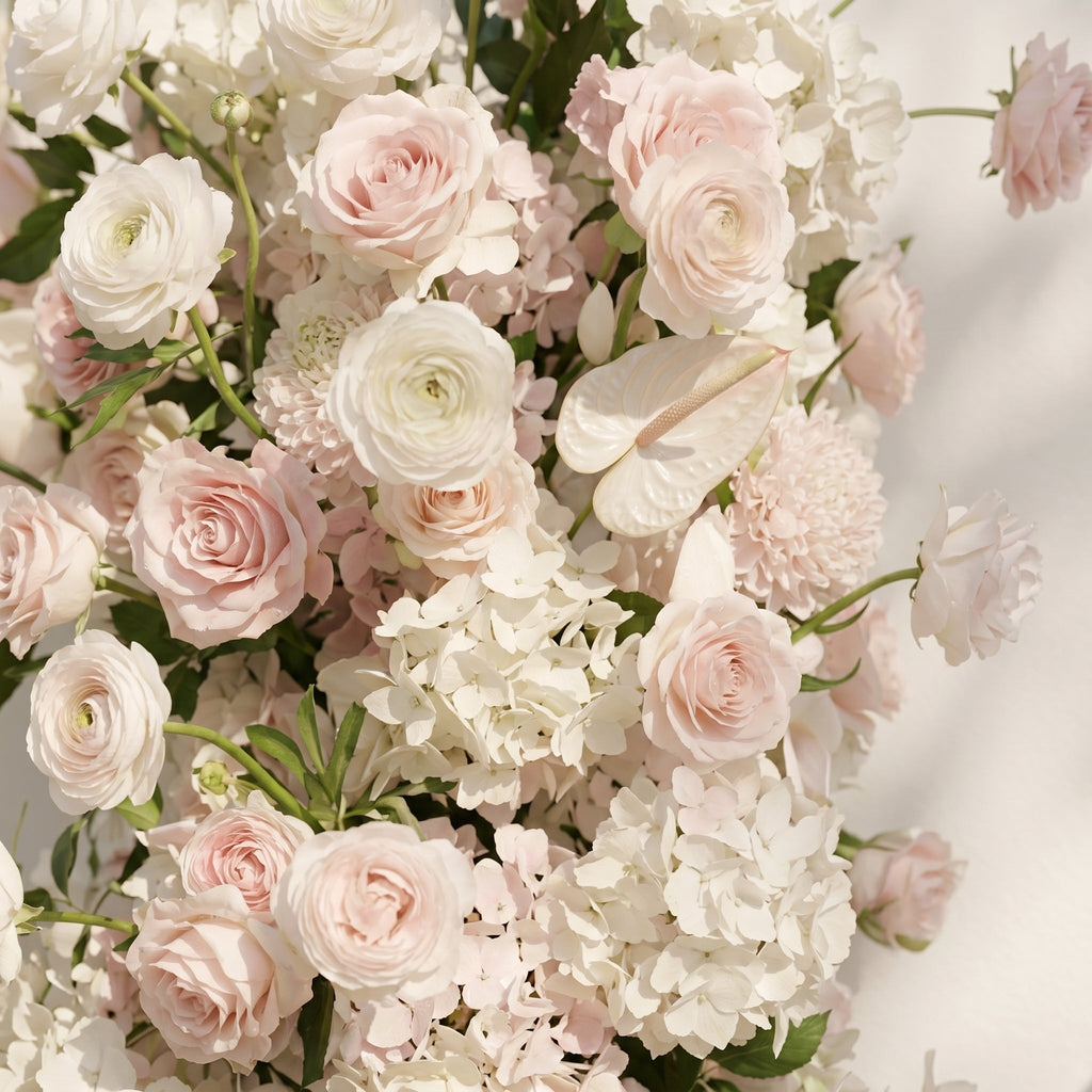 Fenna: Pink White Rose Calla Lily Wedding Background Arch KT Backdrop Decorative Flower Row Excludes Frame