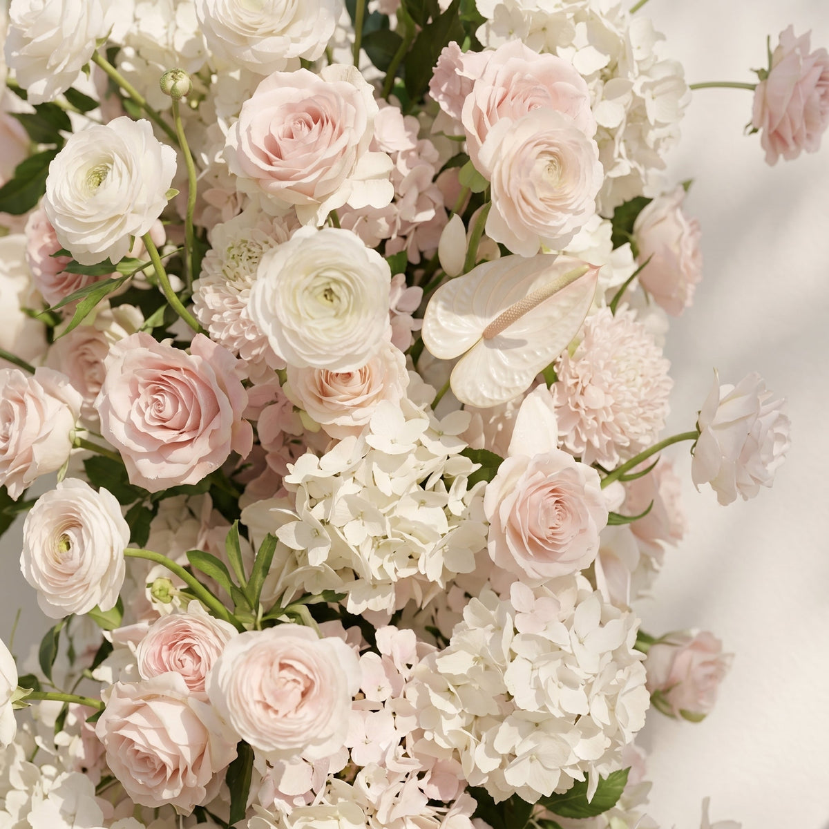 Fenna: Pink White Rose Calla Lily Wedding Background Arch KT Backdrop Decorative Flower Row Excludes Frame