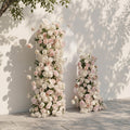Fenna: Pink White Rose Calla Lily Wedding Background Arch KT Backdrop Decorative Flower Row Excludes Frame
