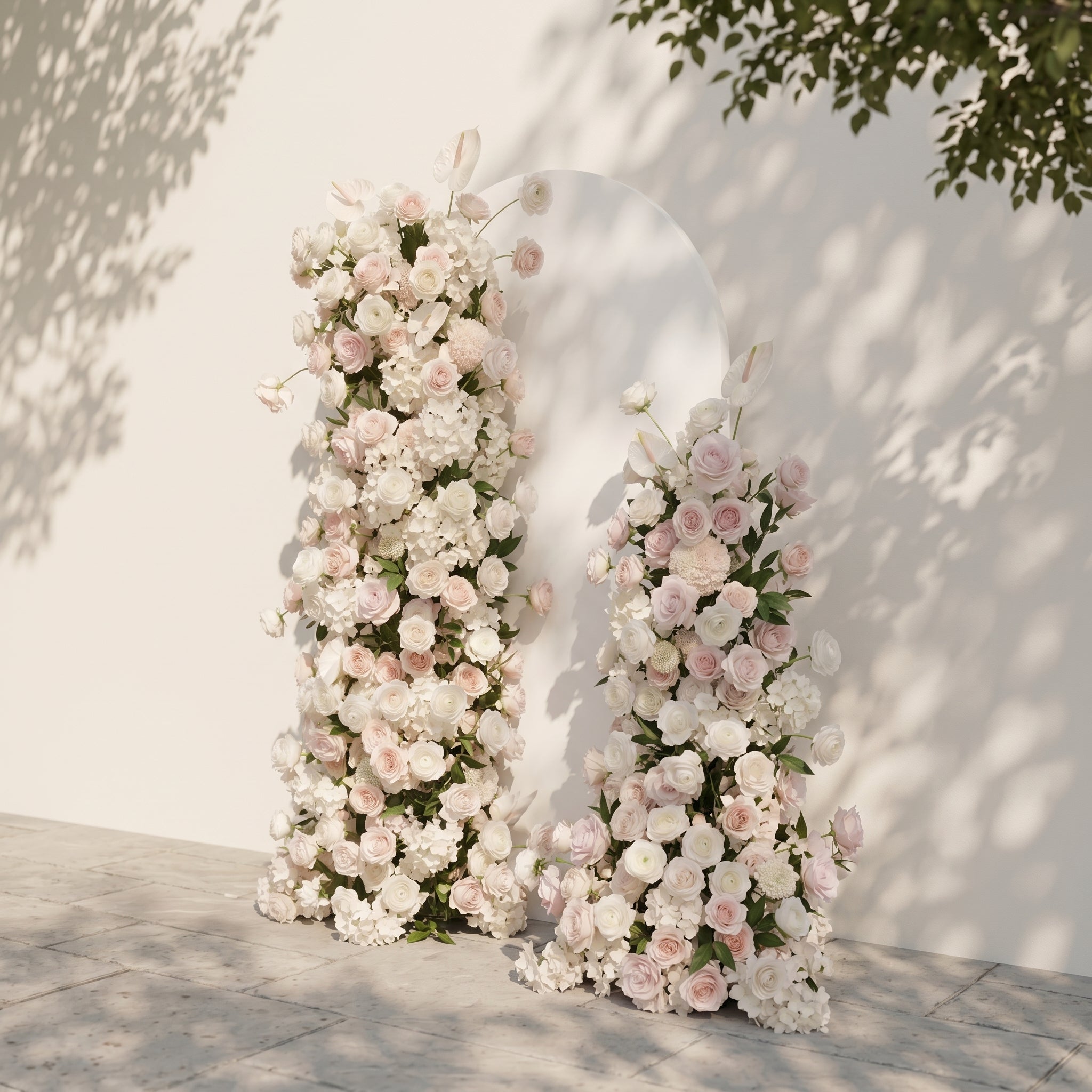 Fenna: Pink White Rose Calla Lily Wedding Background Arch KT Backdrop Decorative Flower Row Excludes Frame