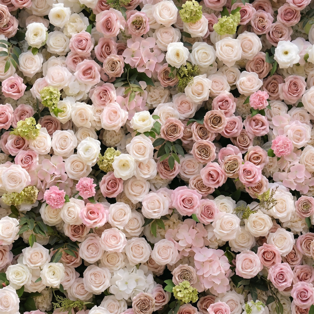 Aurorae: Luxury 4D Pink & White Rose & Orchid Silk Floral Wall with Lush Greenery Backdrop for Garden Weddings Free Shipping