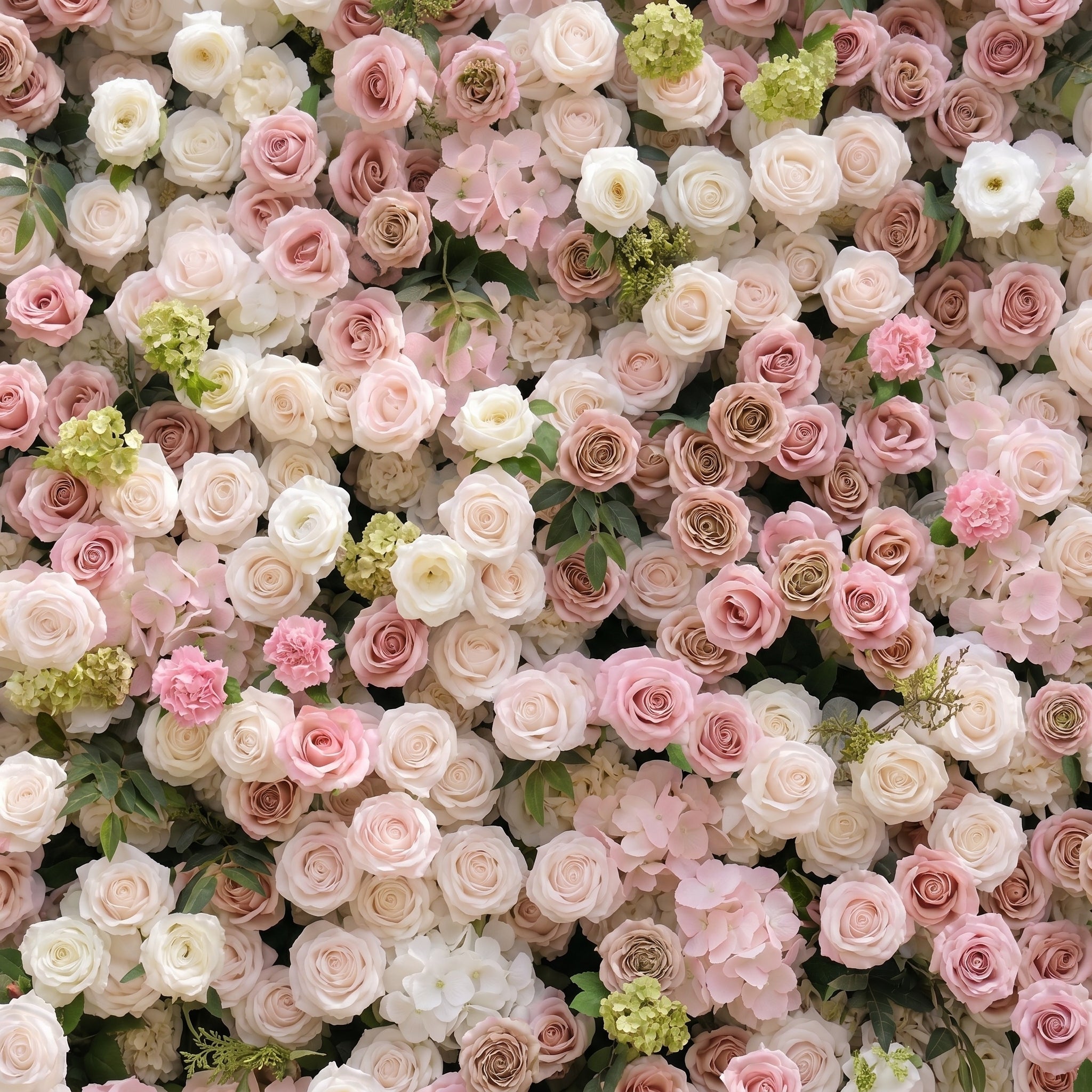 Aurorae: Luxury 4D Pink & White Rose & Orchid Silk Floral Wall with Lush Greenery Backdrop for Garden Weddings Free Shipping